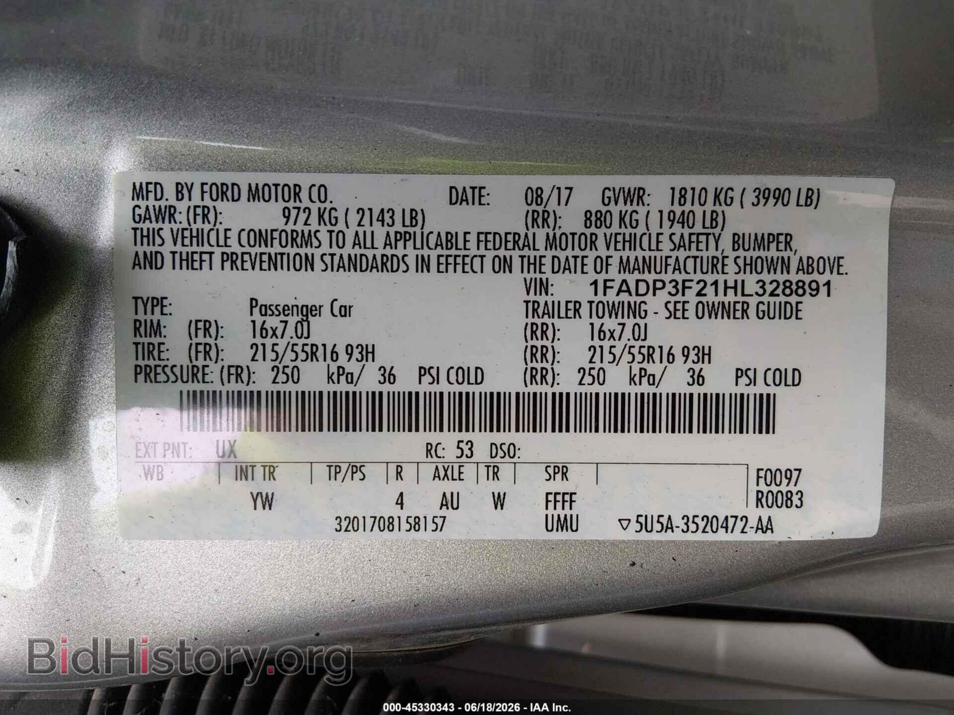 2017 FORD FOCUS - VIN: 1FADP3F21HL328891 - Photo 9