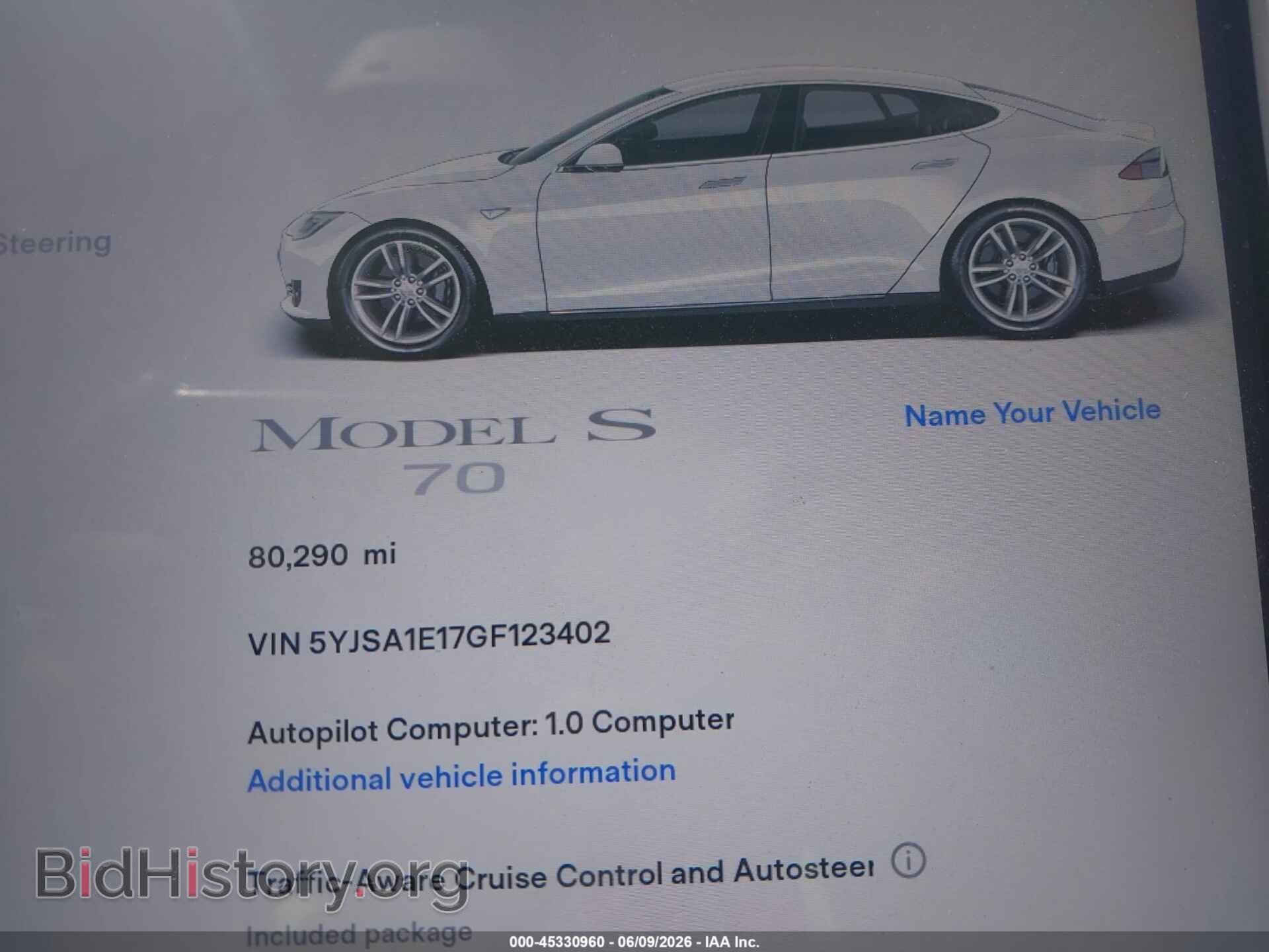 2016 TESLA MODEL S - VIN: 5YJSA1E17GF123402 - Фото 7