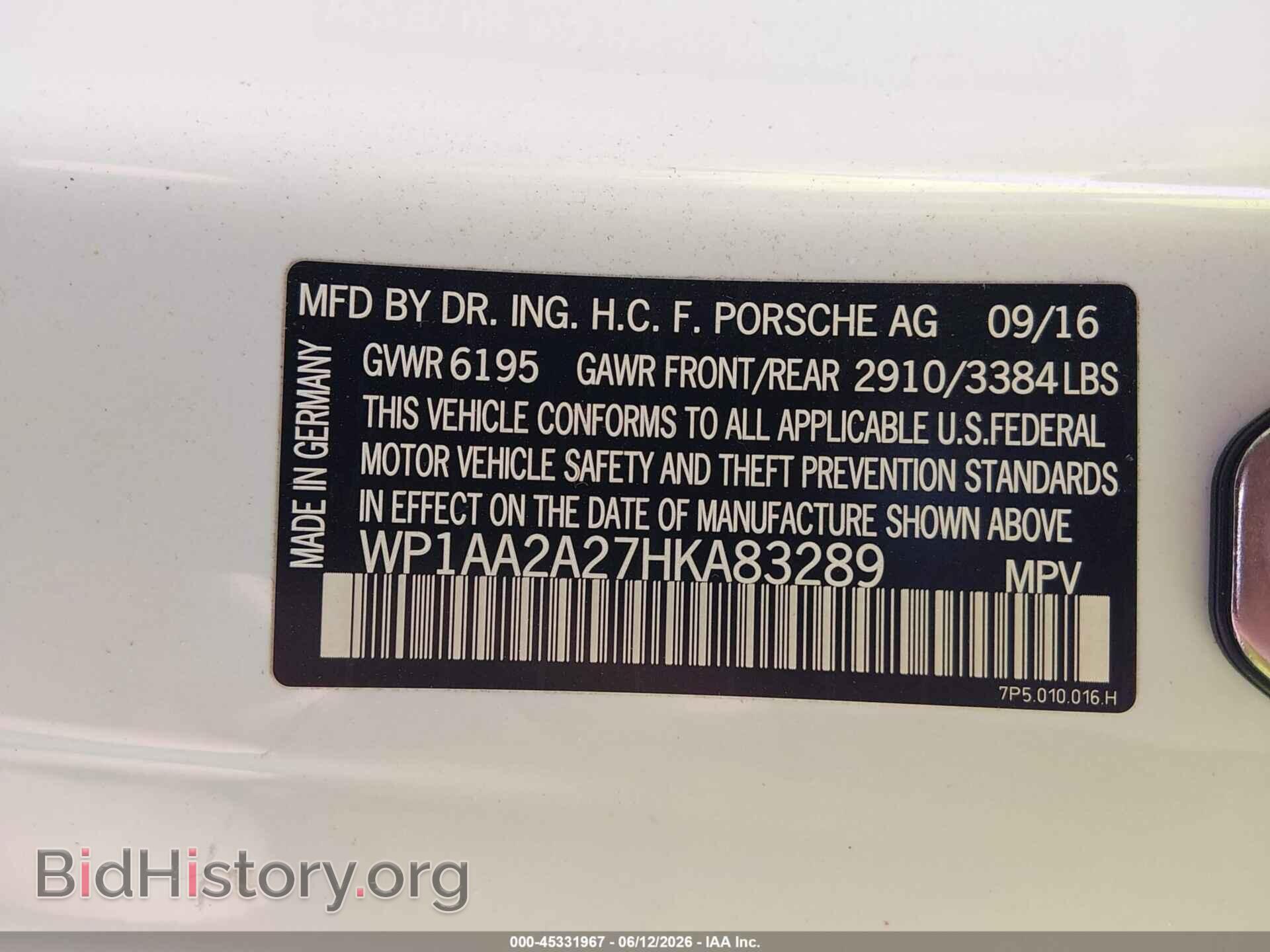2017 PORSCHE CAYENNE - VIN: WP1AA2A27HKA83289 - Фото 9