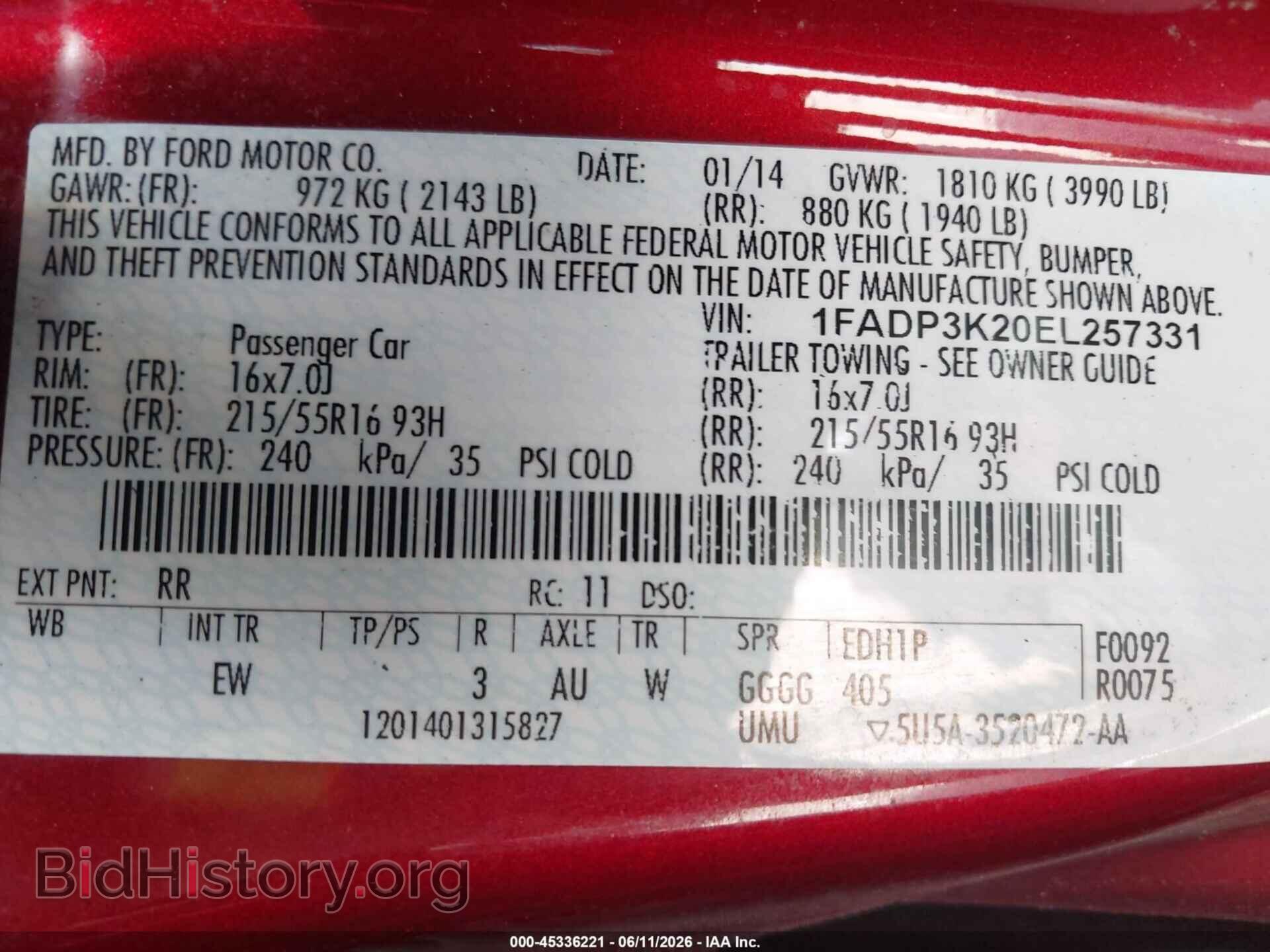 2014 FORD FOCUS - VIN: 1FADP3K20EL257331 - Фото 9