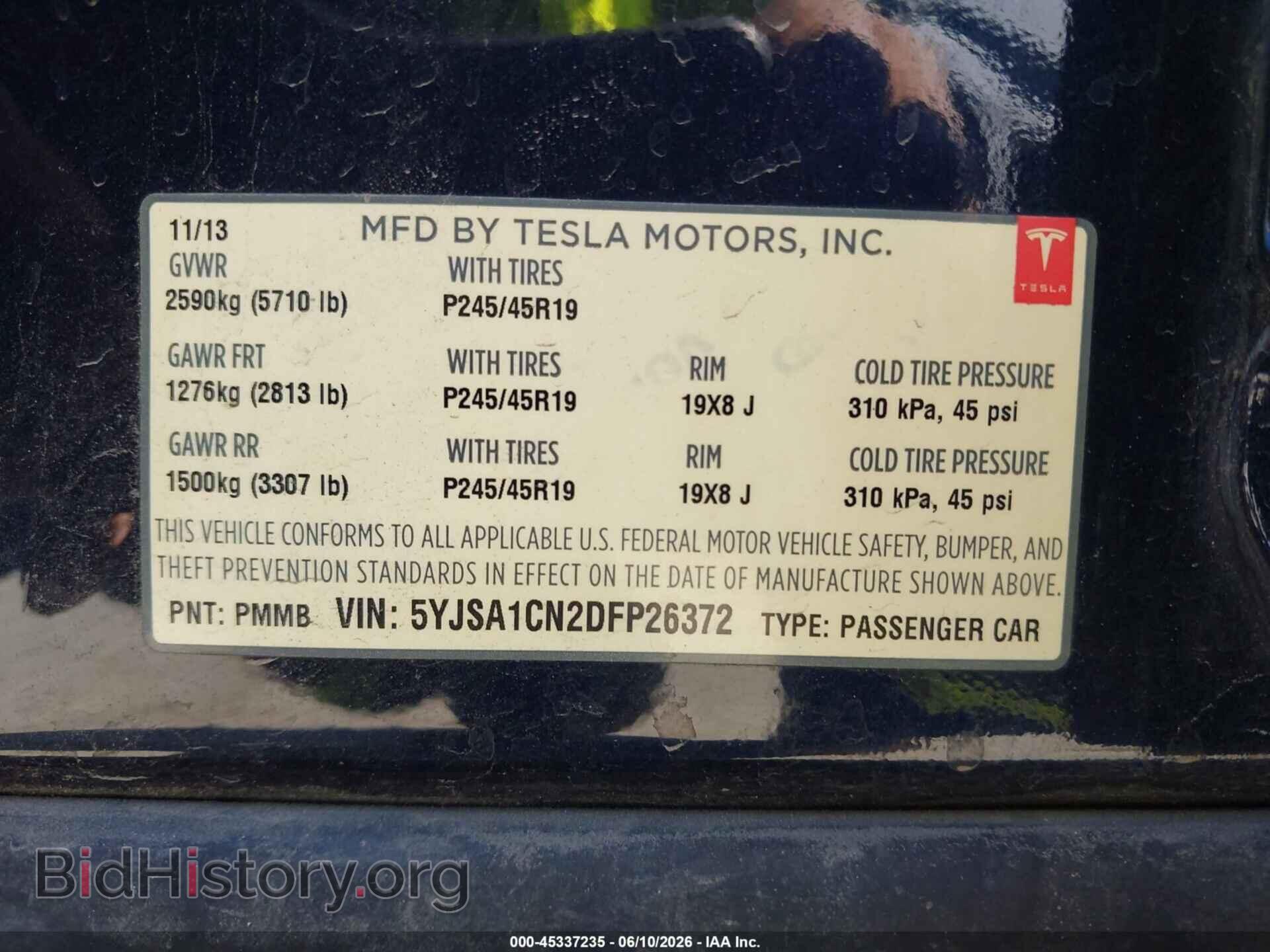 2013 TESLA MODEL S - VIN: 5YJSA1CN2DFP26372 - Photo 9