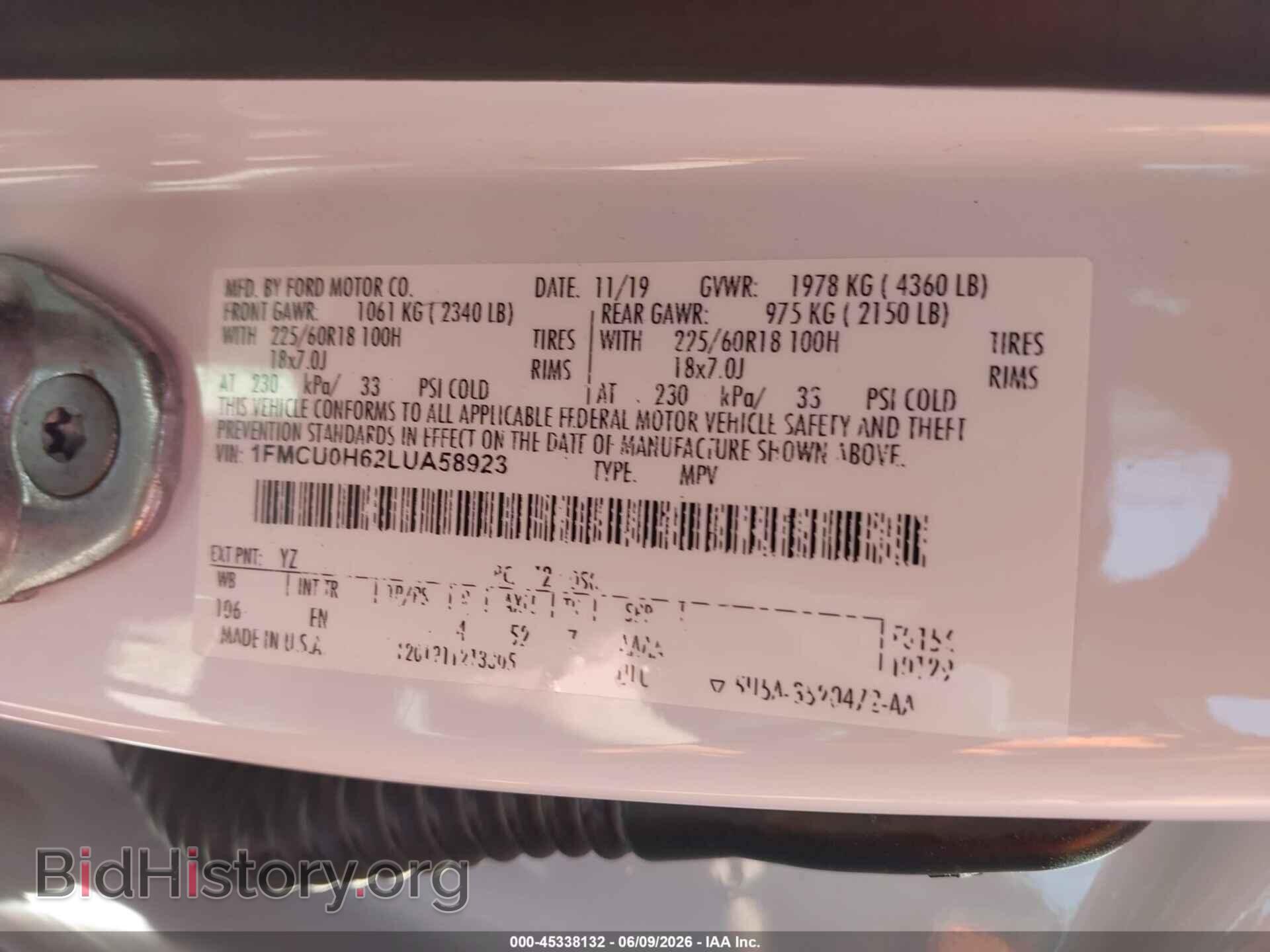 2020 FORD ESCAPE - VIN: 1FMCU0H62LUA58923 - Photo 9