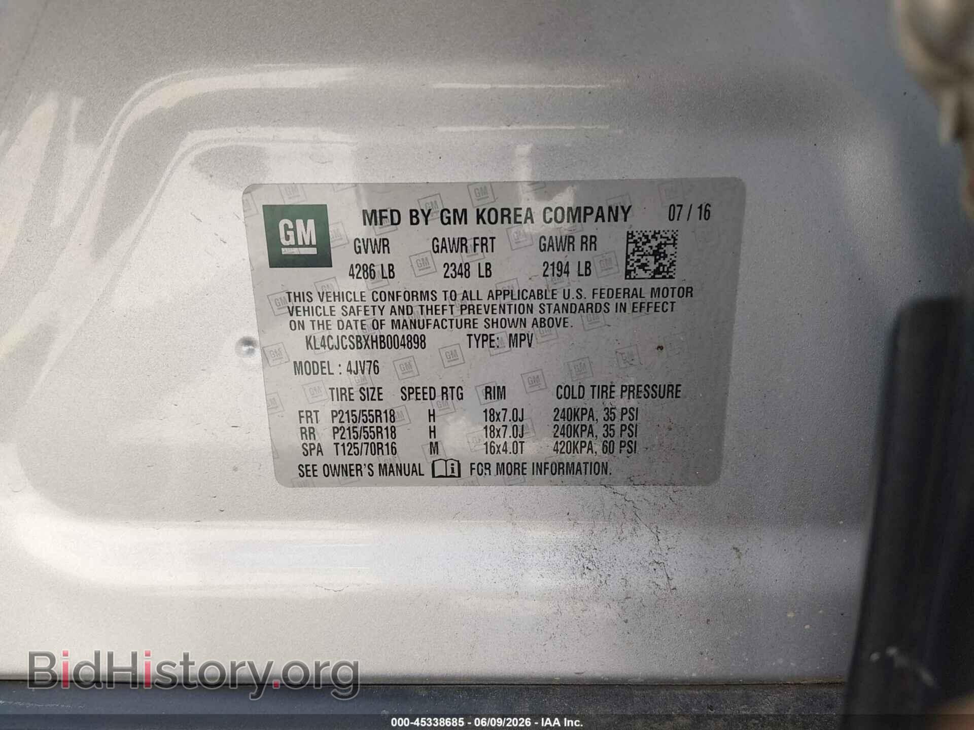 2017 BUICK ENCORE - VIN: KL4CJCSBXHB004898 - Photo 9