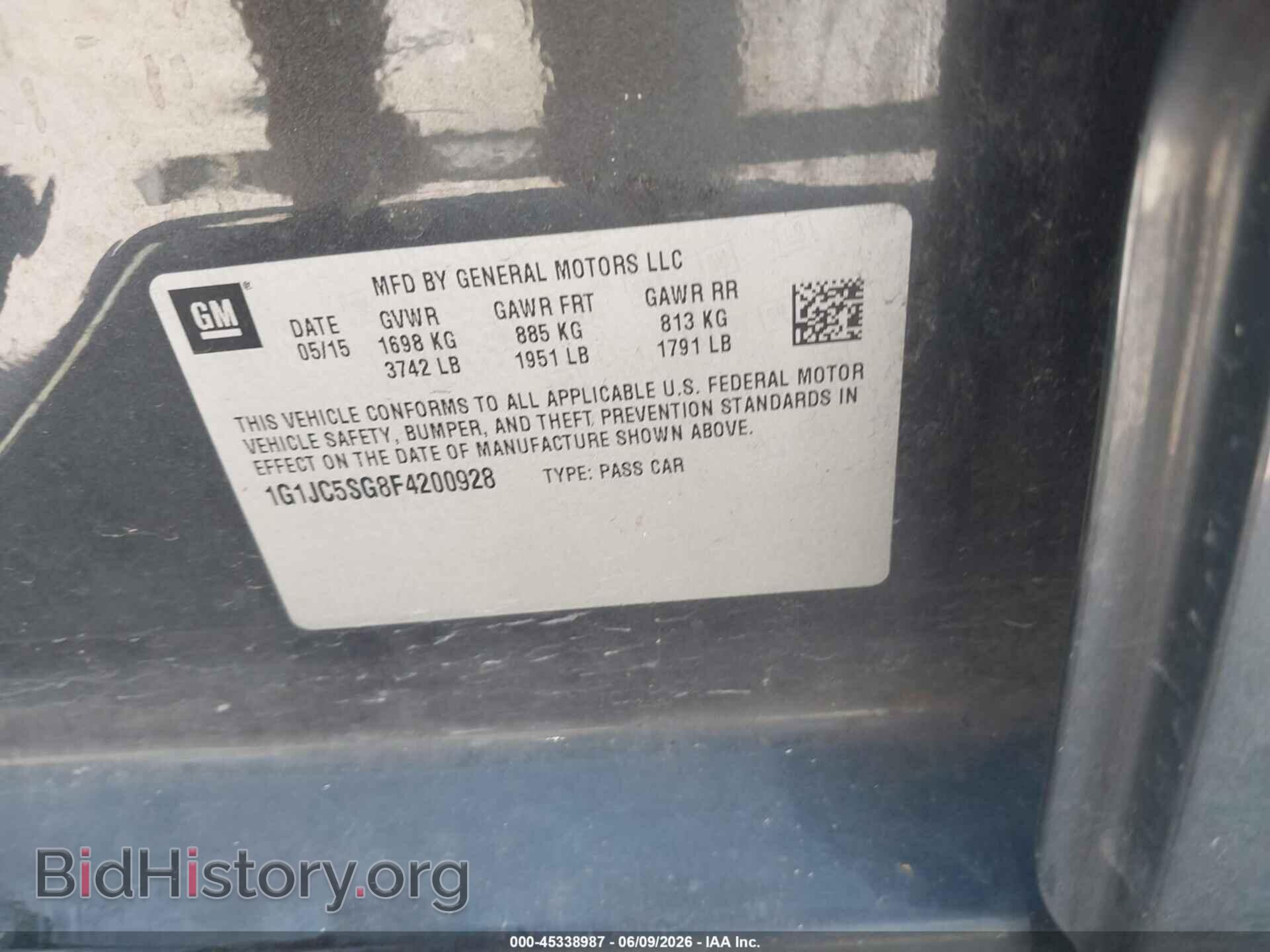 2015 CHEVROLET SONIC - VIN: 1G1JC5SG8F4200928 - Photo 9
