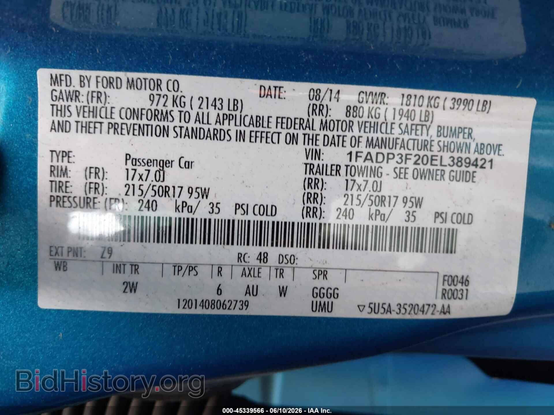 2014 FORD FOCUS - VIN: 1FADP3F20EL389421 - Photo 9