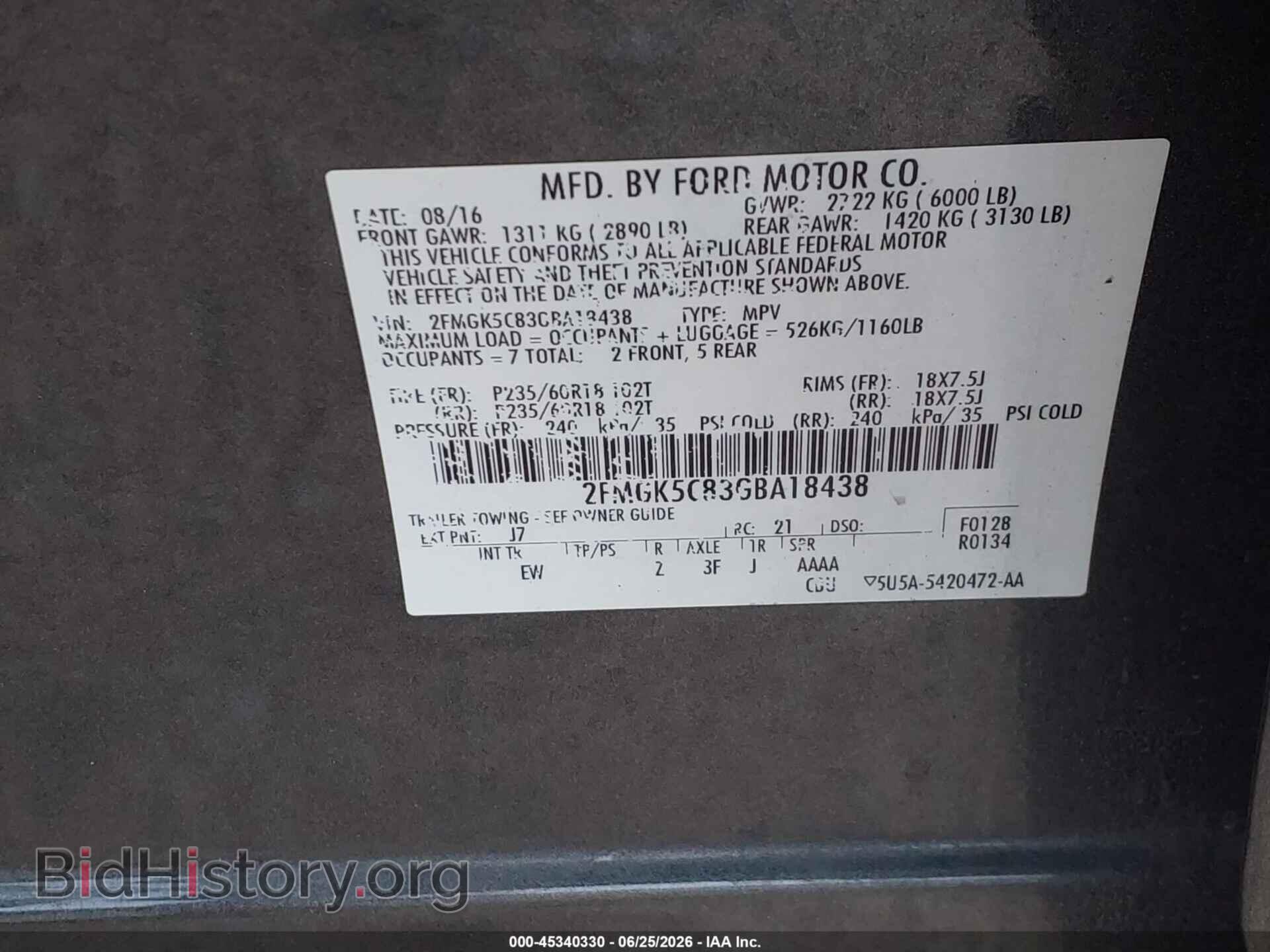 2016 FORD FLEX - VIN: 2FMGK5C83GBA18438 - Photo 9