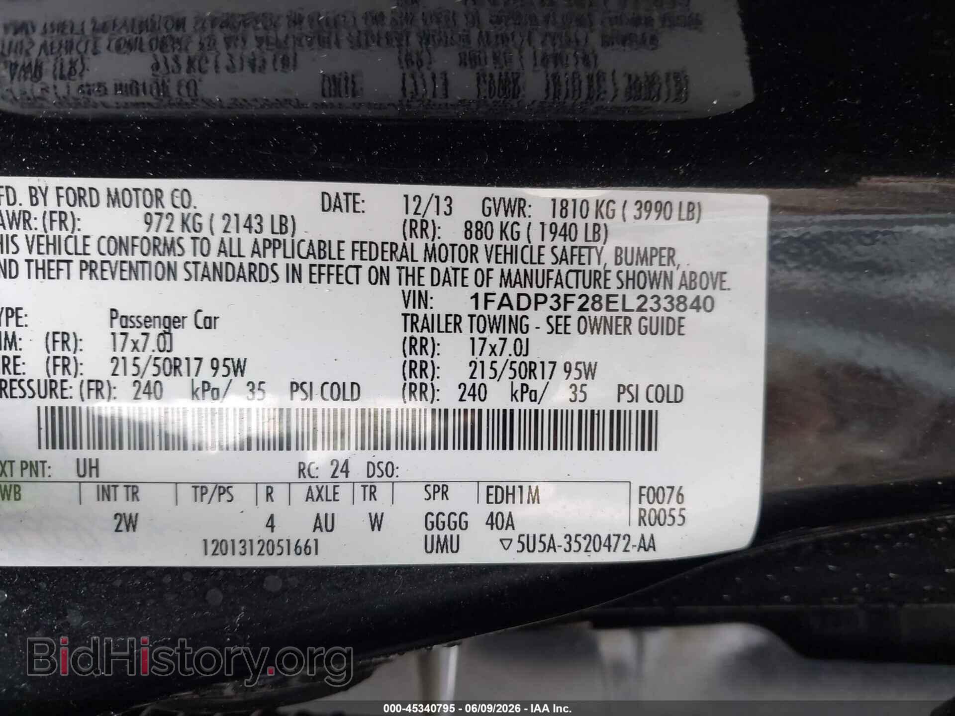 2014 FORD FOCUS - VIN: 1FADP3F28EL233840 - Фото 9