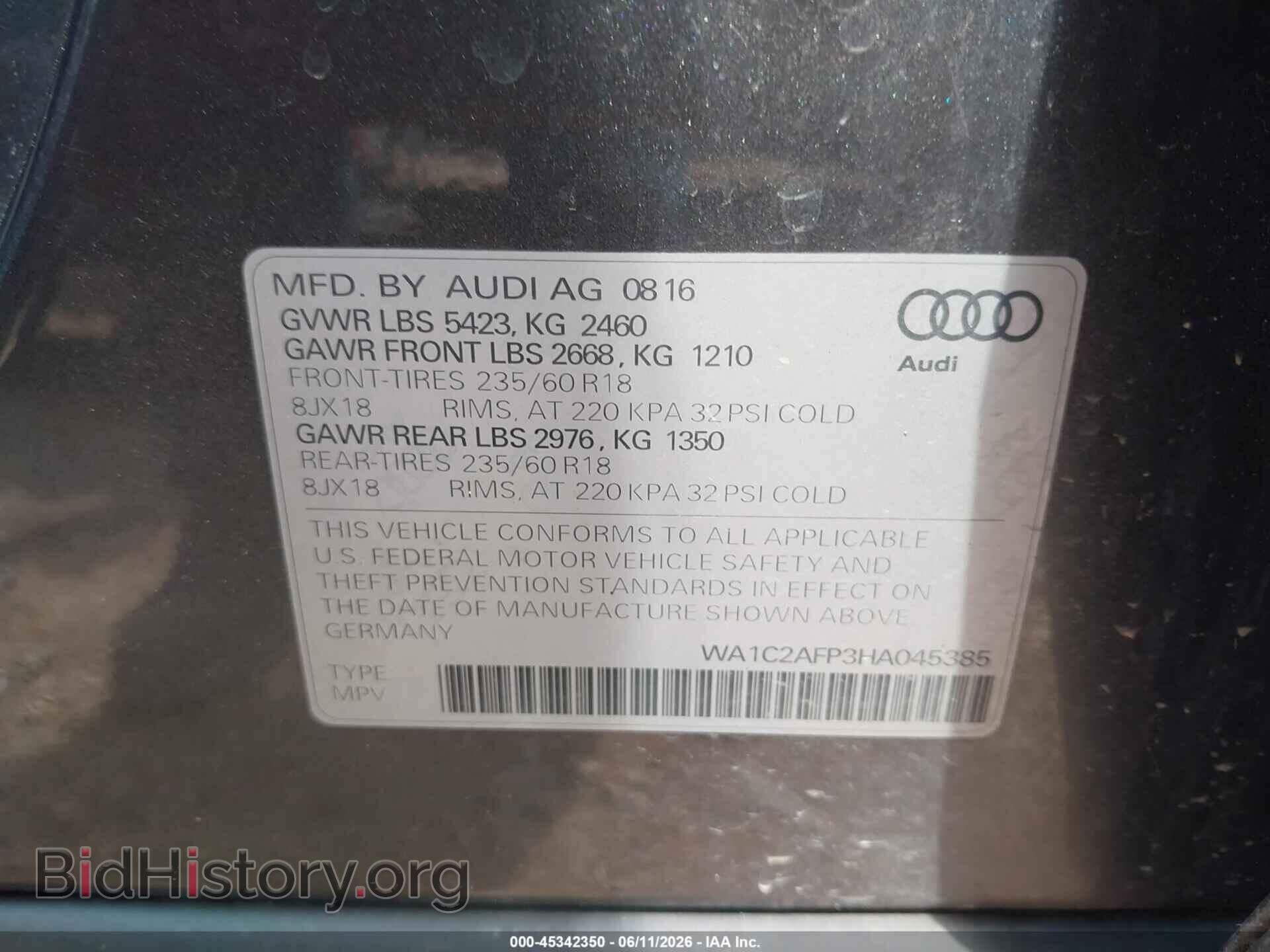 2017 AUDI Q5 - VIN: WA1C2AFP3HA045385 - Photo 9