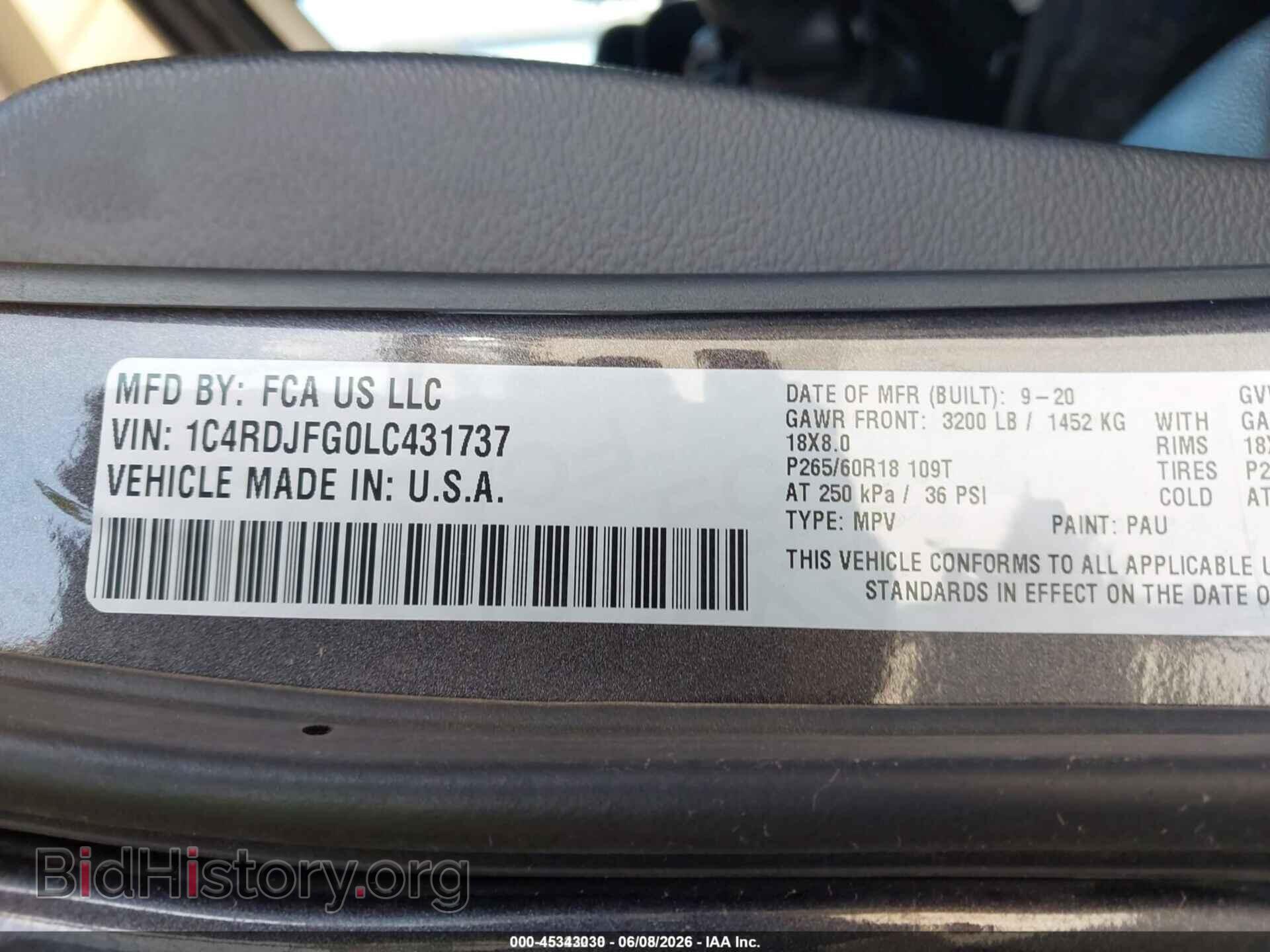 2020 DODGE DURANGO - VIN: 1C4RDJFG0LC431737 - Photo 9