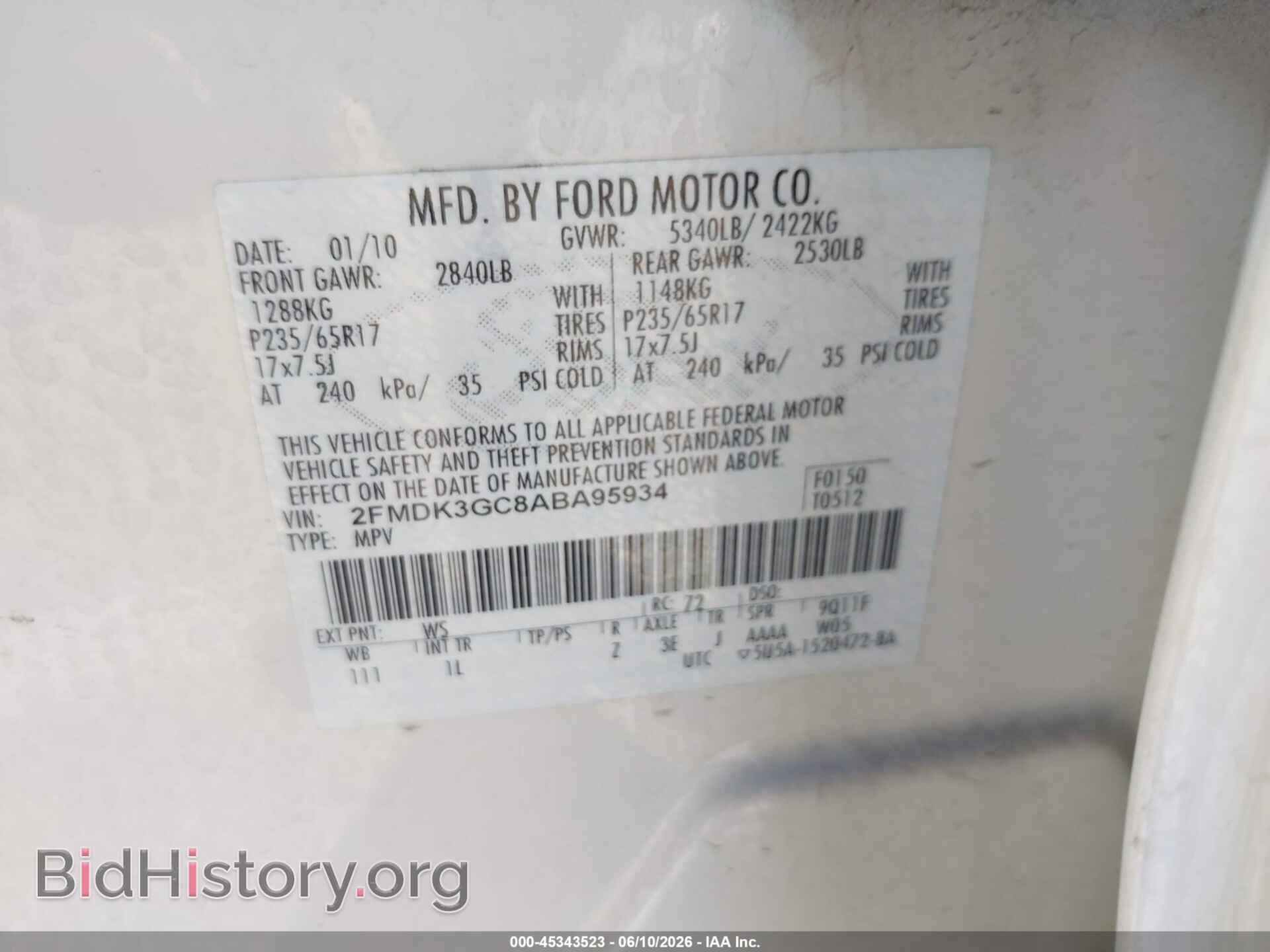 2010 FORD EDGE - VIN: 2FMDK3GC8ABA95934 - Photo 9