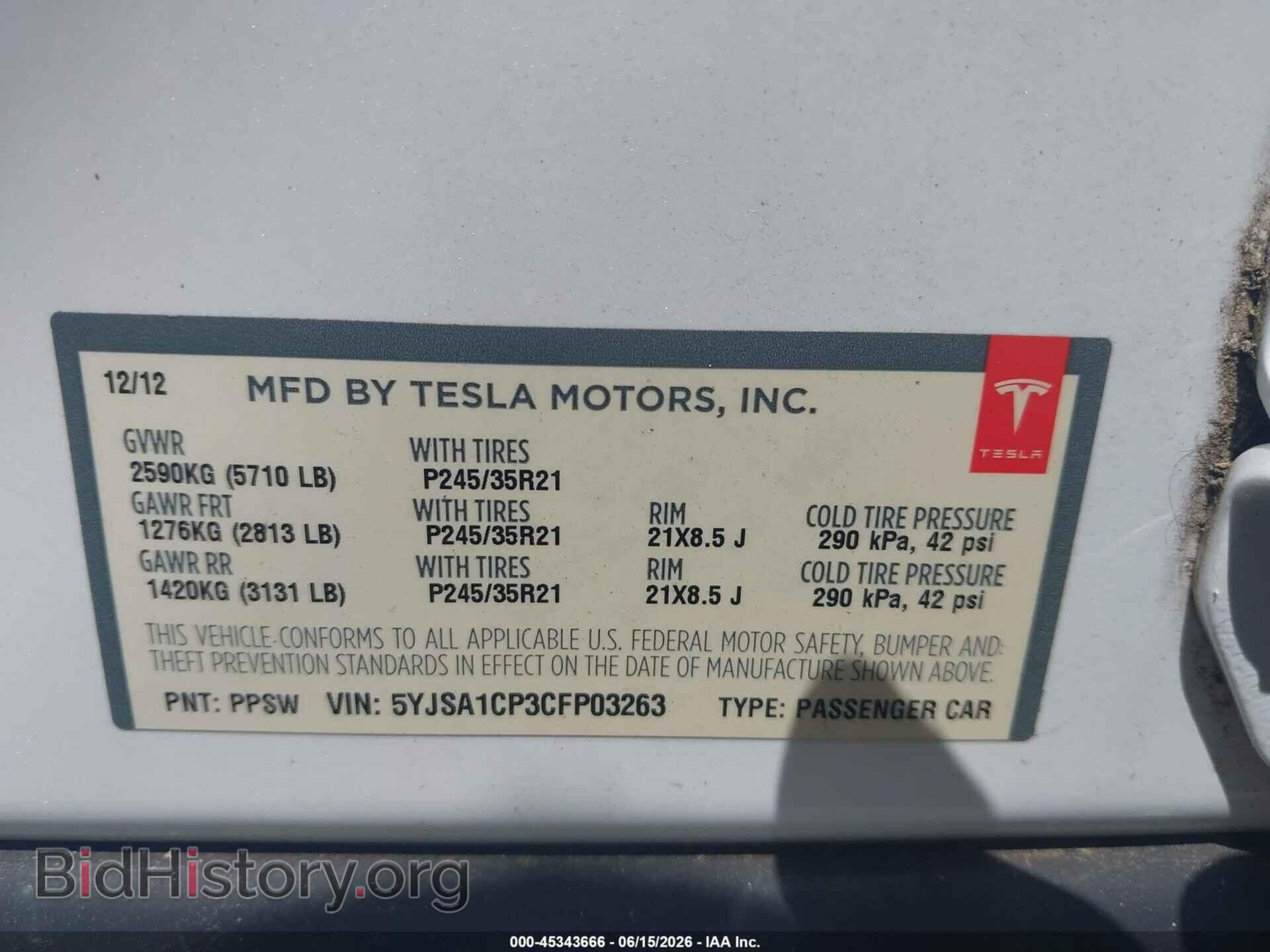 2012 TESLA MODEL S - VIN: 5YJSA1CP3CFP03263 - Photo 9