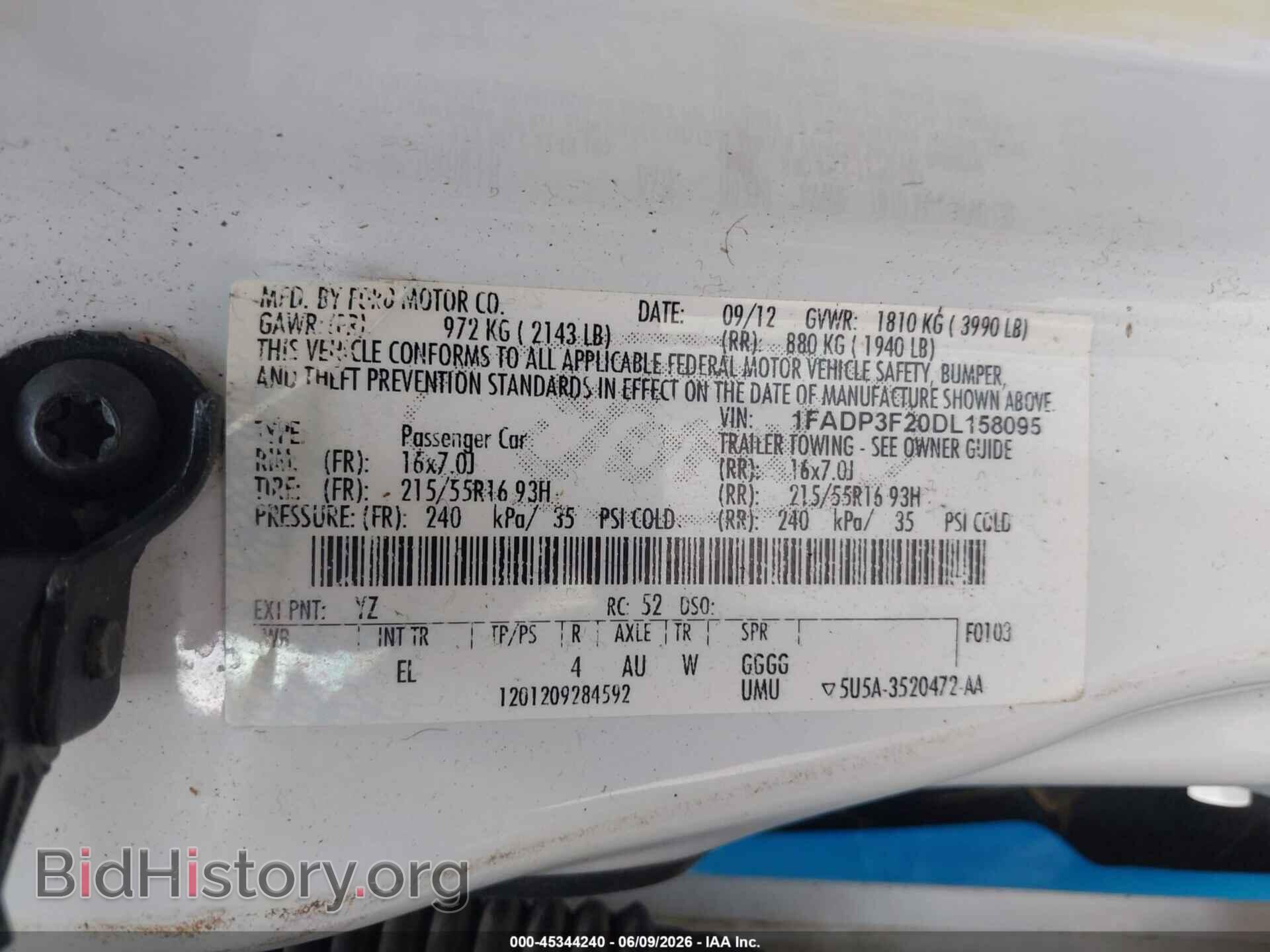 2013 FORD FOCUS - VIN: 1FADP3F20DL158095 - Фото 9