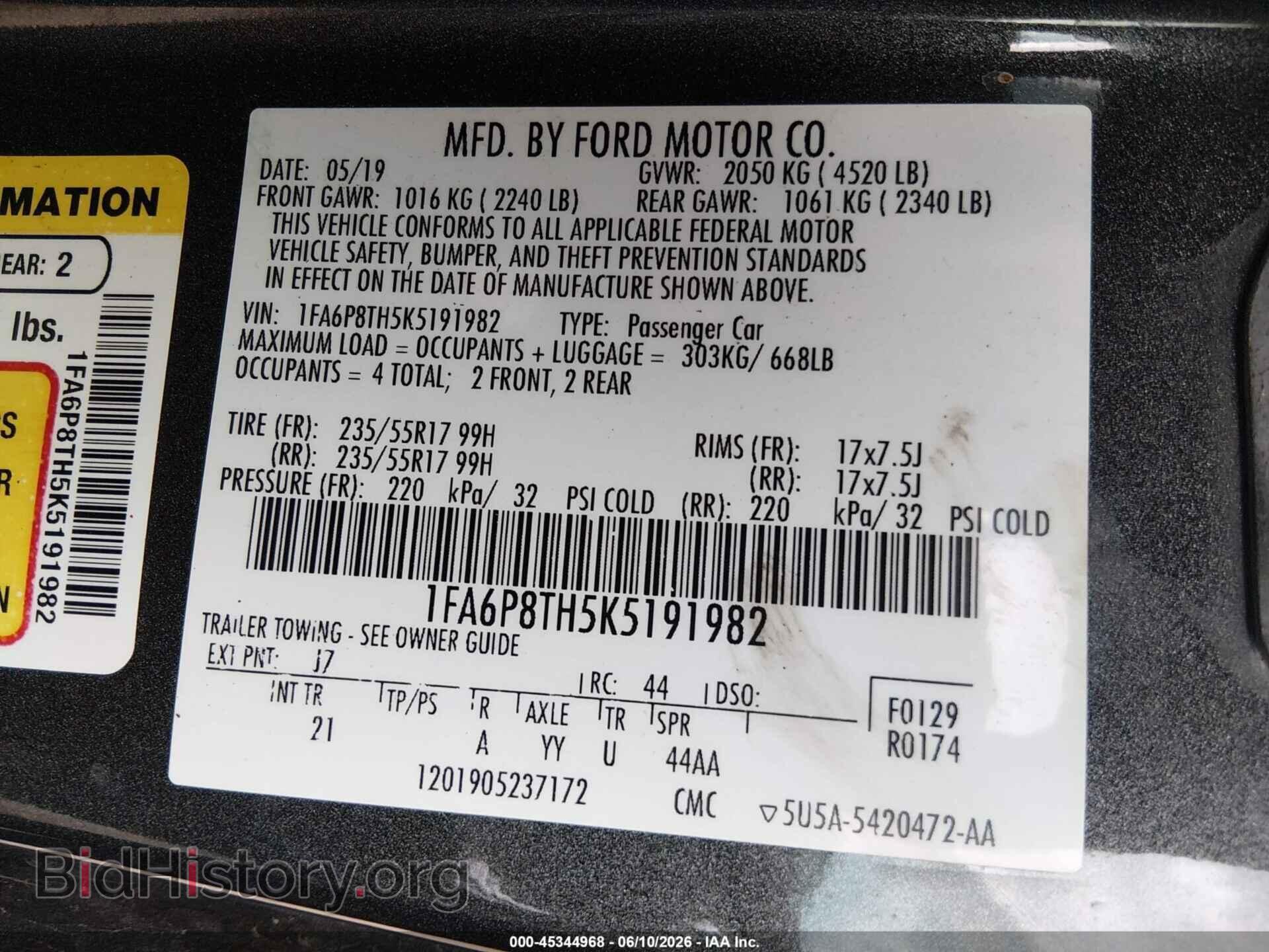 2019 FORD MUSTANG - VIN: 1FA6P8TH5K5191982 - Photo 9