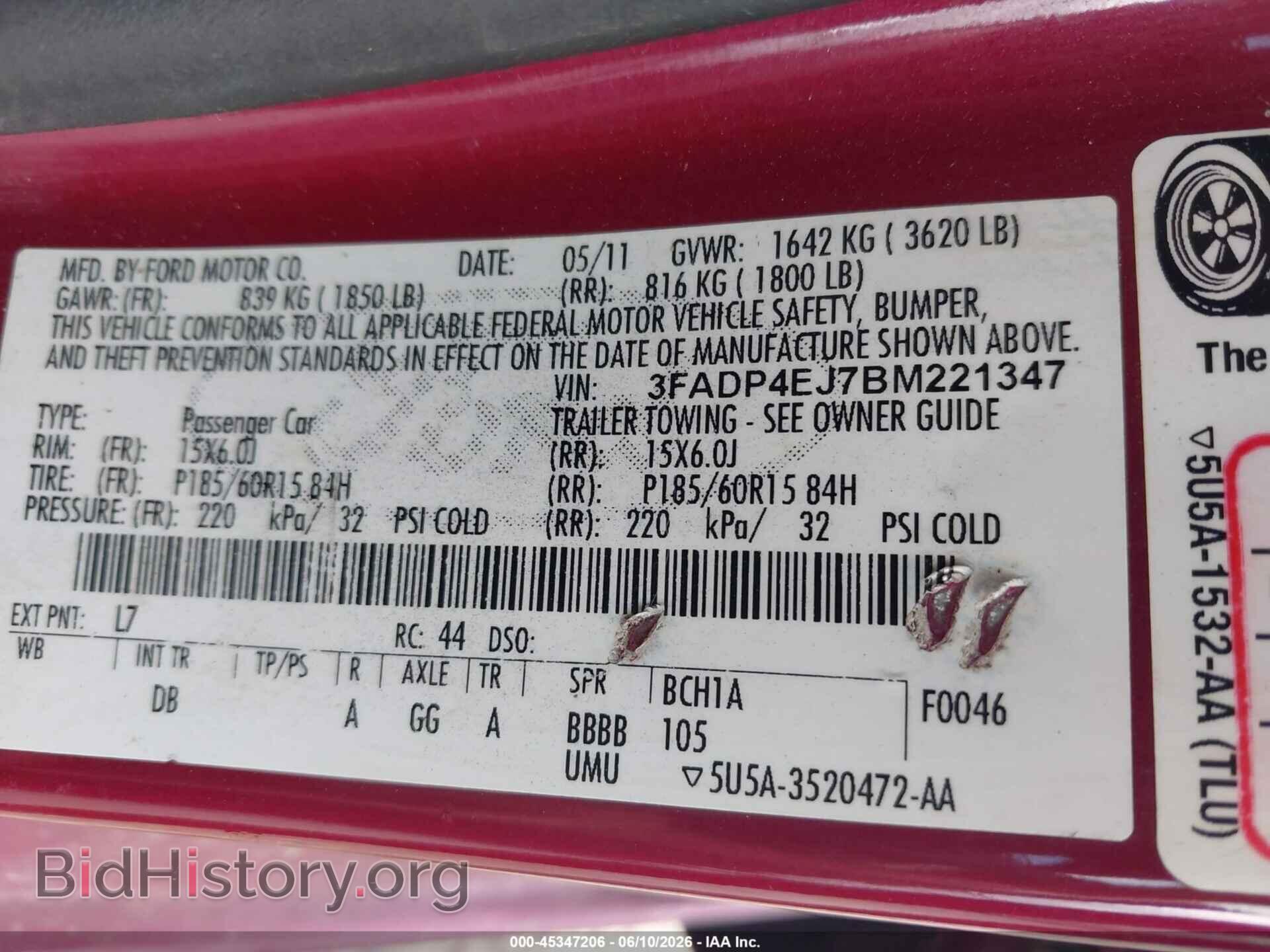 2011 FORD FIESTA - VIN: 3FADP4EJ7BM221347 - Фото 9