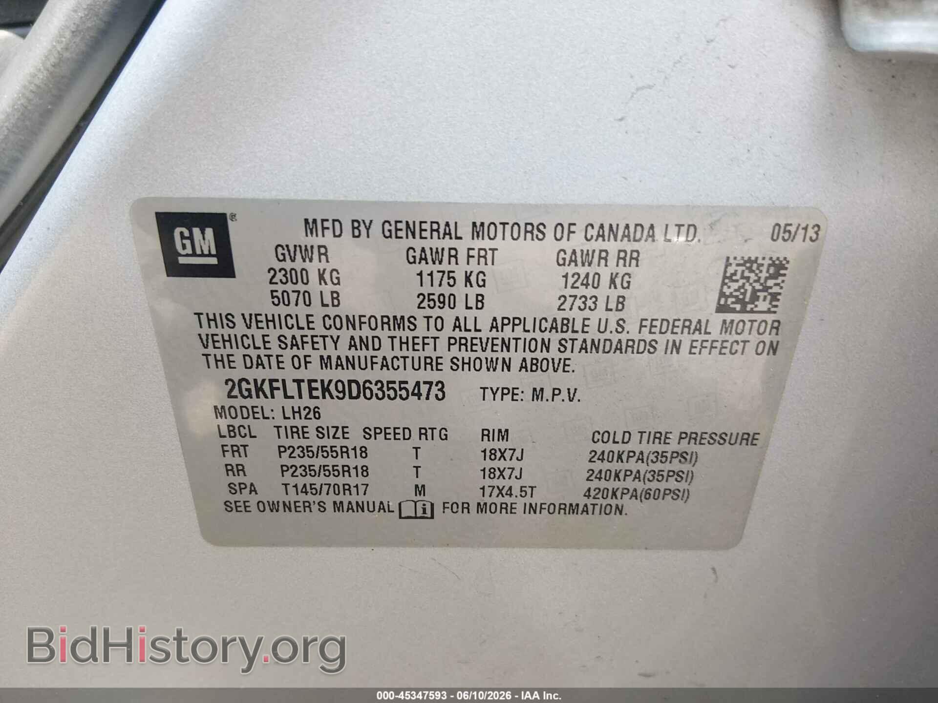 2013 GMC TERRAIN - VIN: 2GKFLTEK9D6355473 - Photo 9