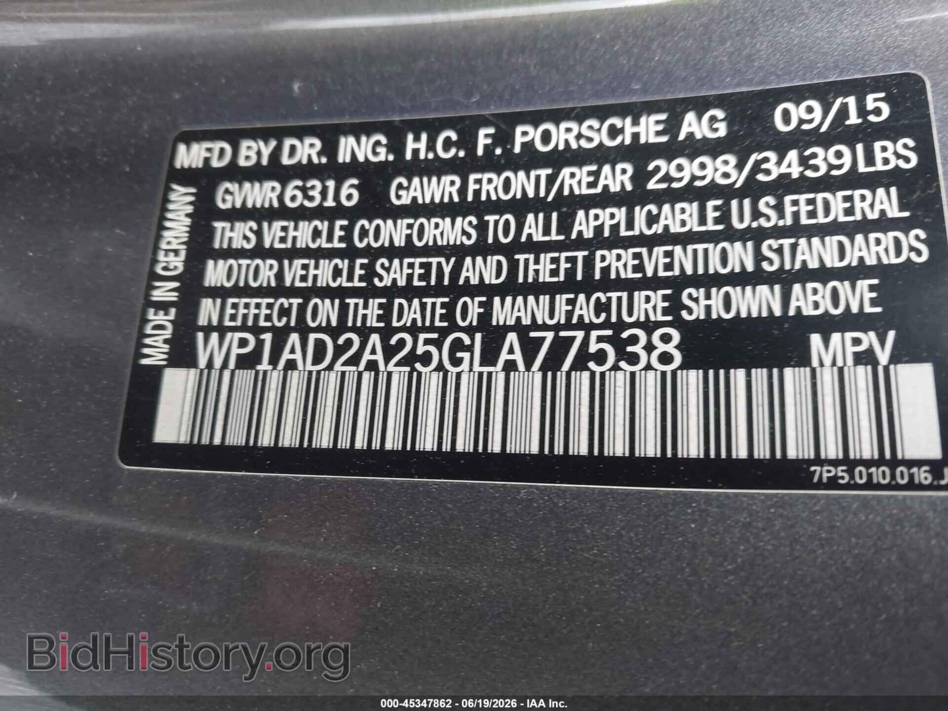 2016 PORSCHE CAYENNE - VIN: WP1AD2A25GLA77538 - Photo 9