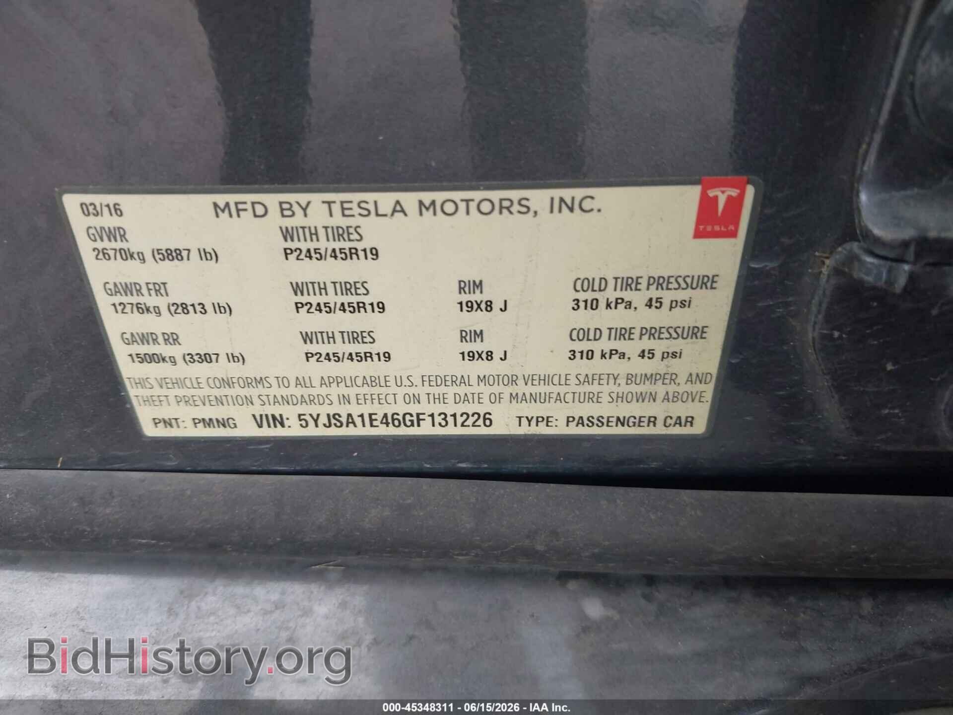 2016 TESLA MODEL S - VIN: 5YJSA1E46GF131226 - Photo 9