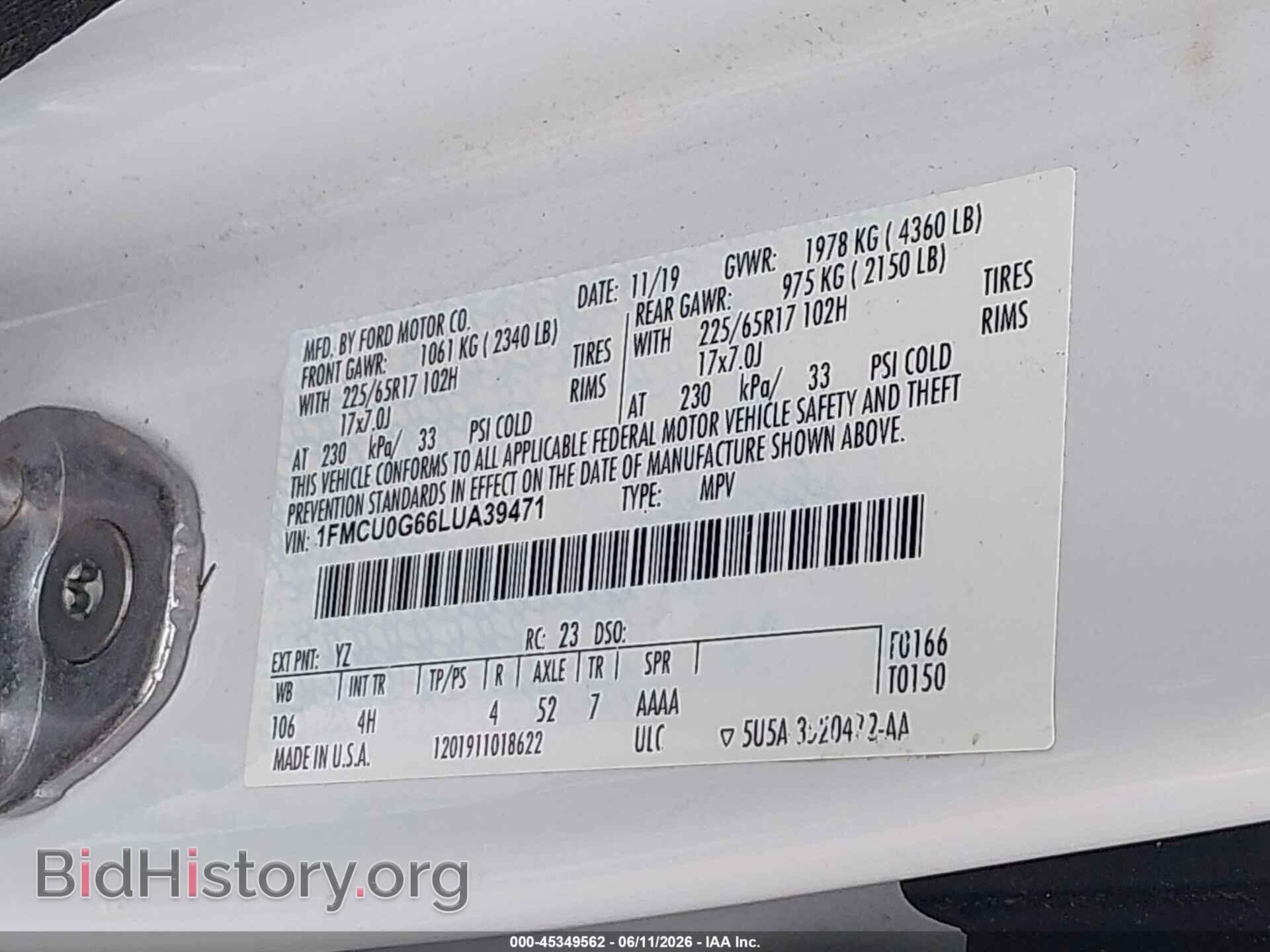 2020 FORD ESCAPE - VIN: 1FMCU0G66LUA39471 - Photo 9