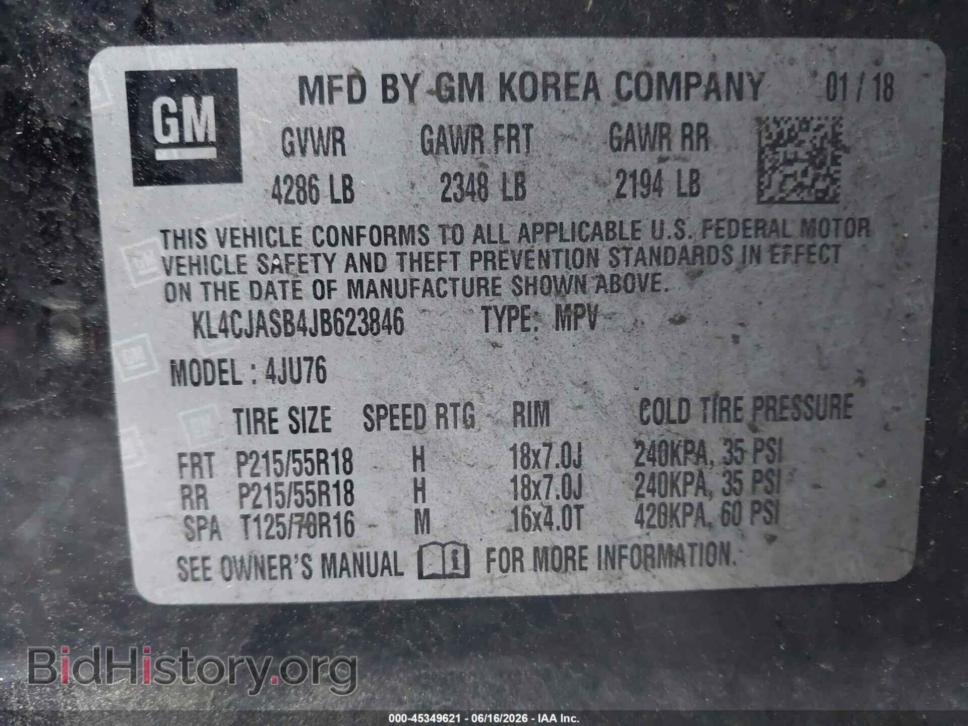 2018 BUICK ENCORE - VIN: KL4CJASB4JB623846 - Photo 9