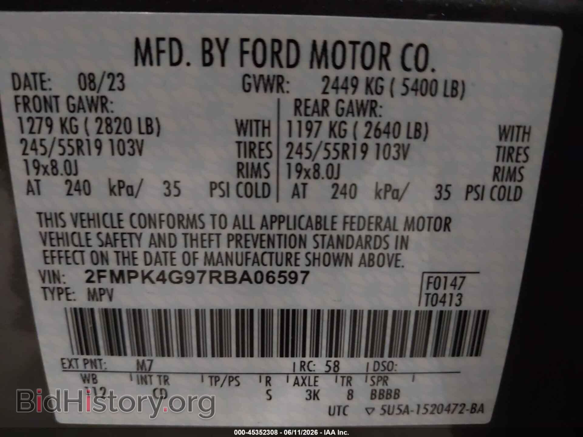 2024 FORD EDGE - VIN: 2FMPK4G97RBA06597 - Фото 9