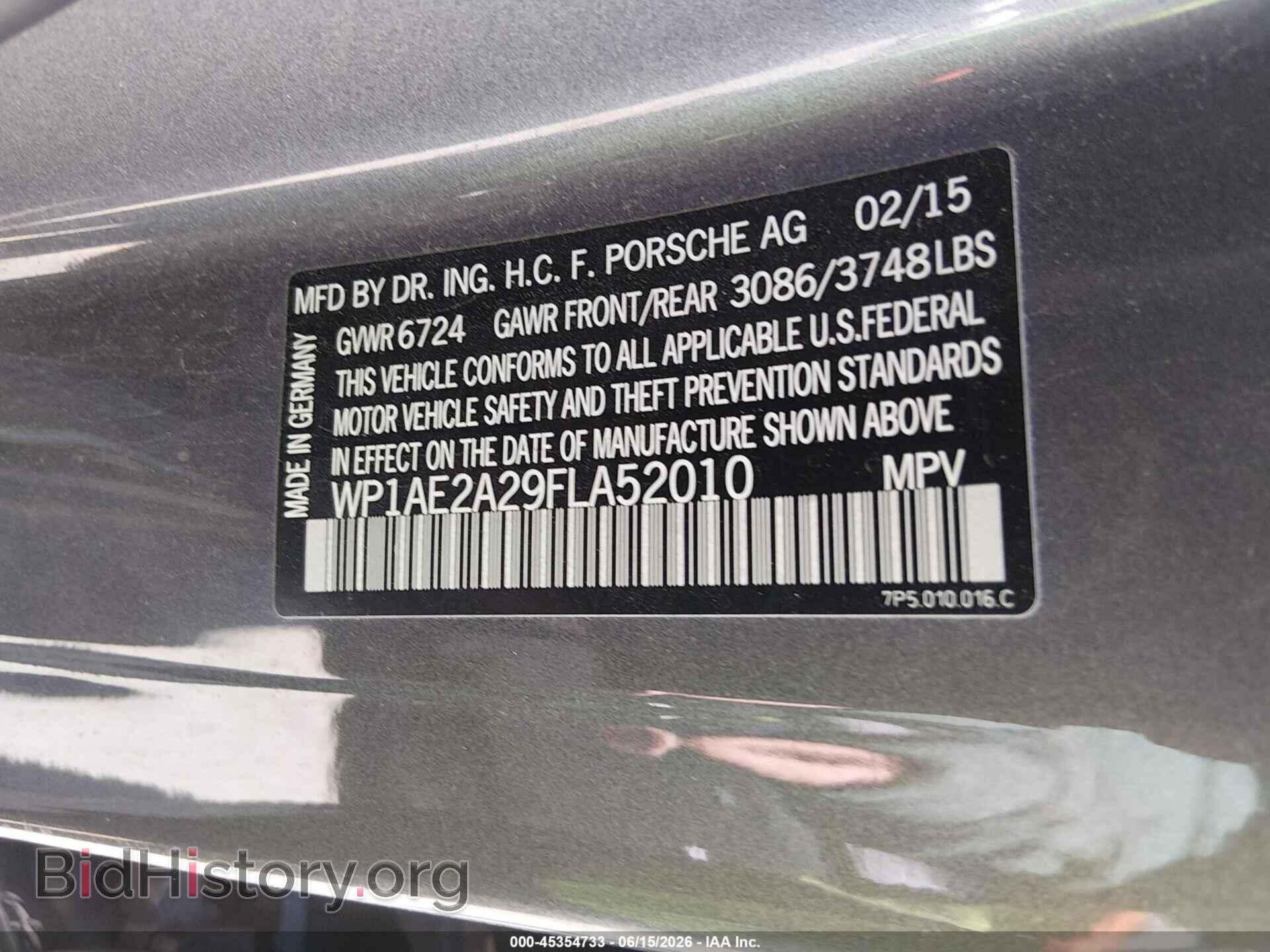 2015 PORSCHE CAYENNE E-HYBRID - VIN: WP1AE2A29FLA52010 - Фото 9