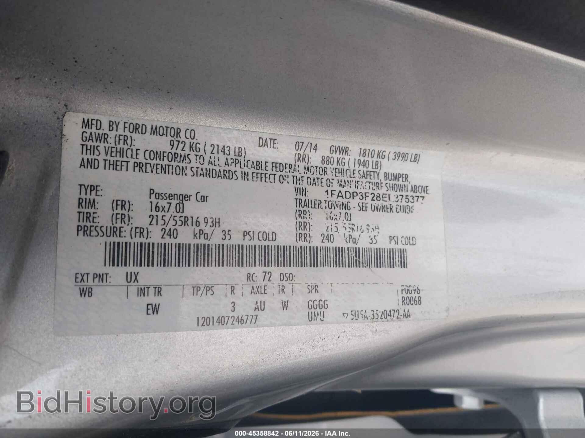 2014 FORD FOCUS - VIN: 1FADP3F28EL375377 - Фото 9