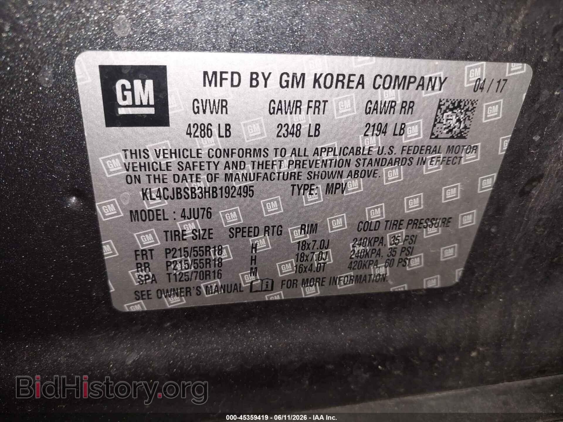 2017 BUICK ENCORE - VIN: KL4CJBSB3HB192495 - Photo 9
