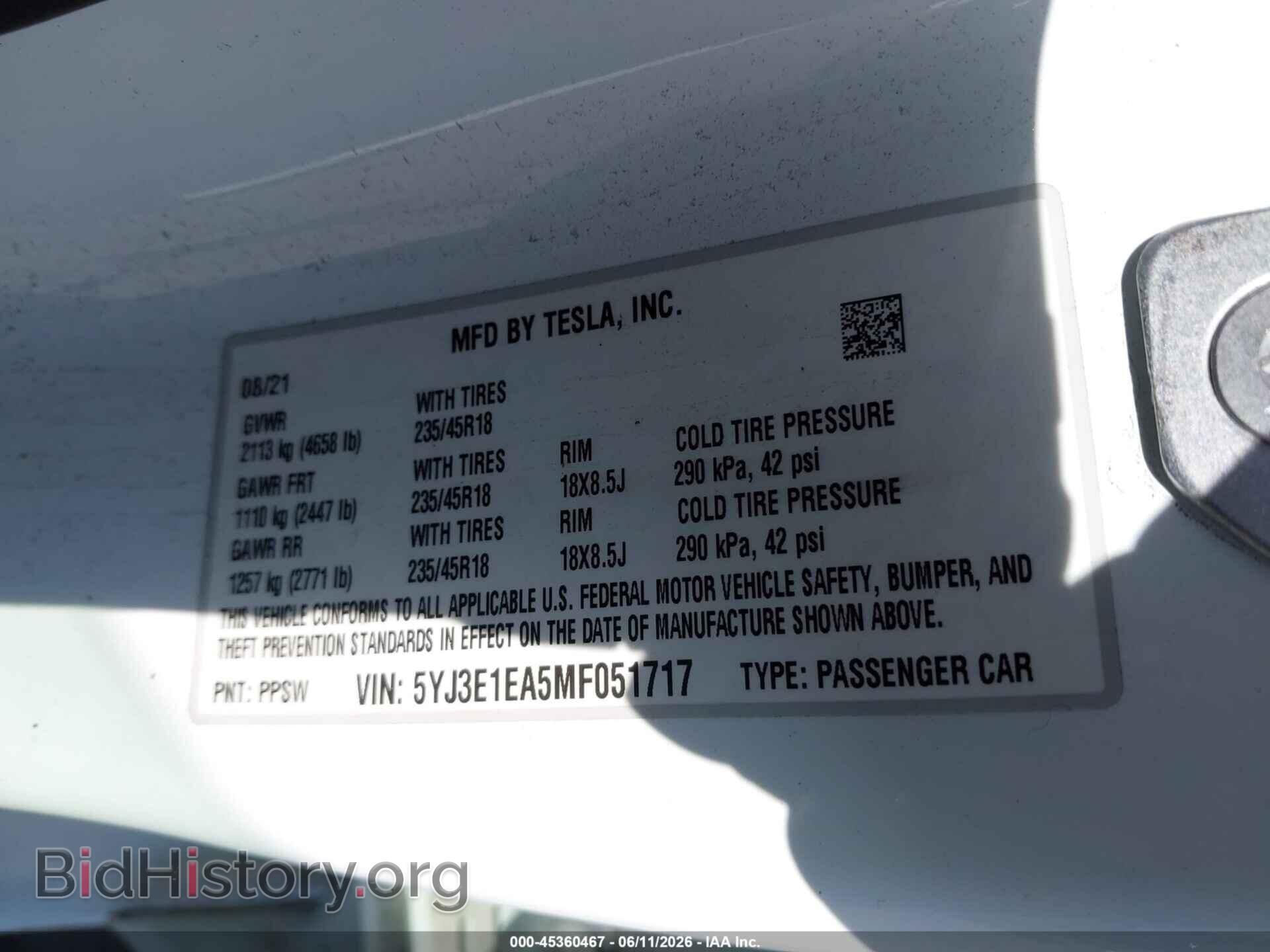 2021 TESLA MODEL 3 - VIN: 5YJ3E1EA5MF051717 - Фото 9