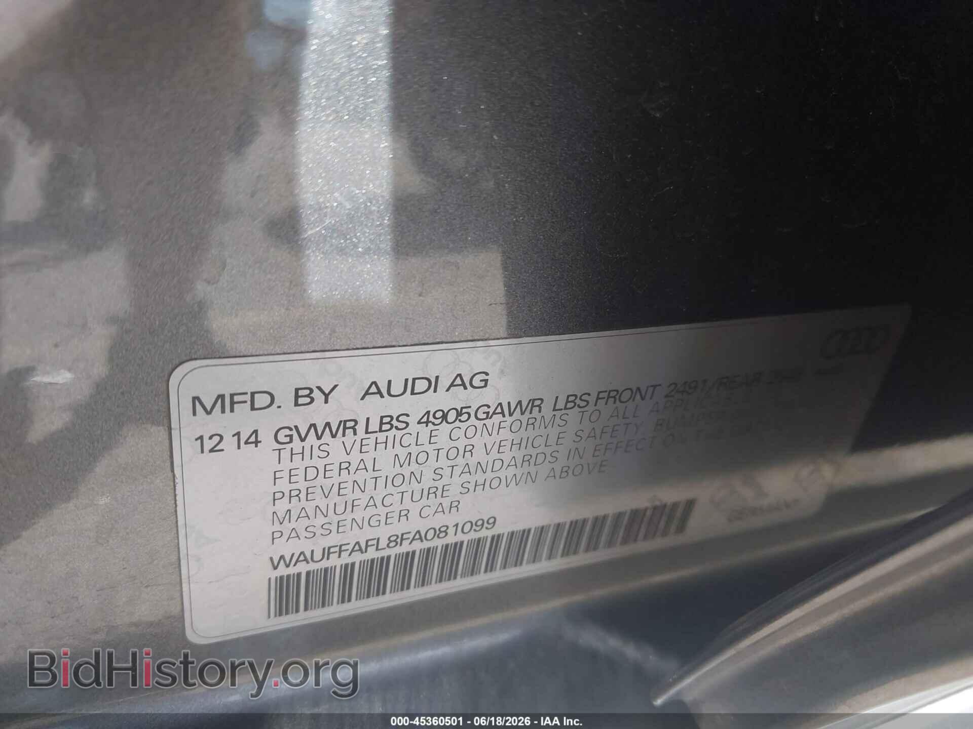 2015 AUDI A4 - VIN: WAUFFAFL8FA081099 - Фото 9