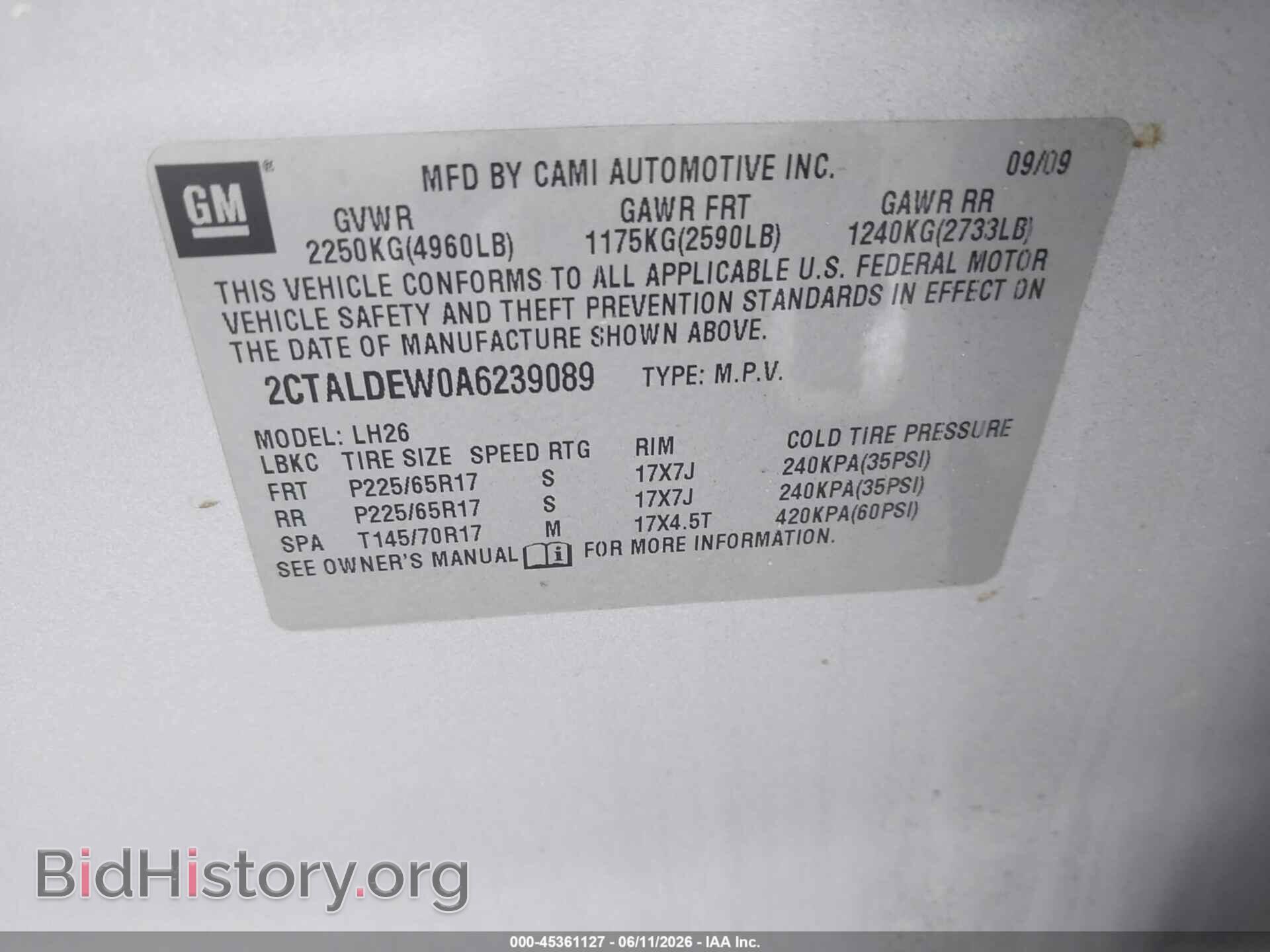 2010 GMC TERRAIN - VIN: 2CTALDEW0A6239089 - Photo 9
