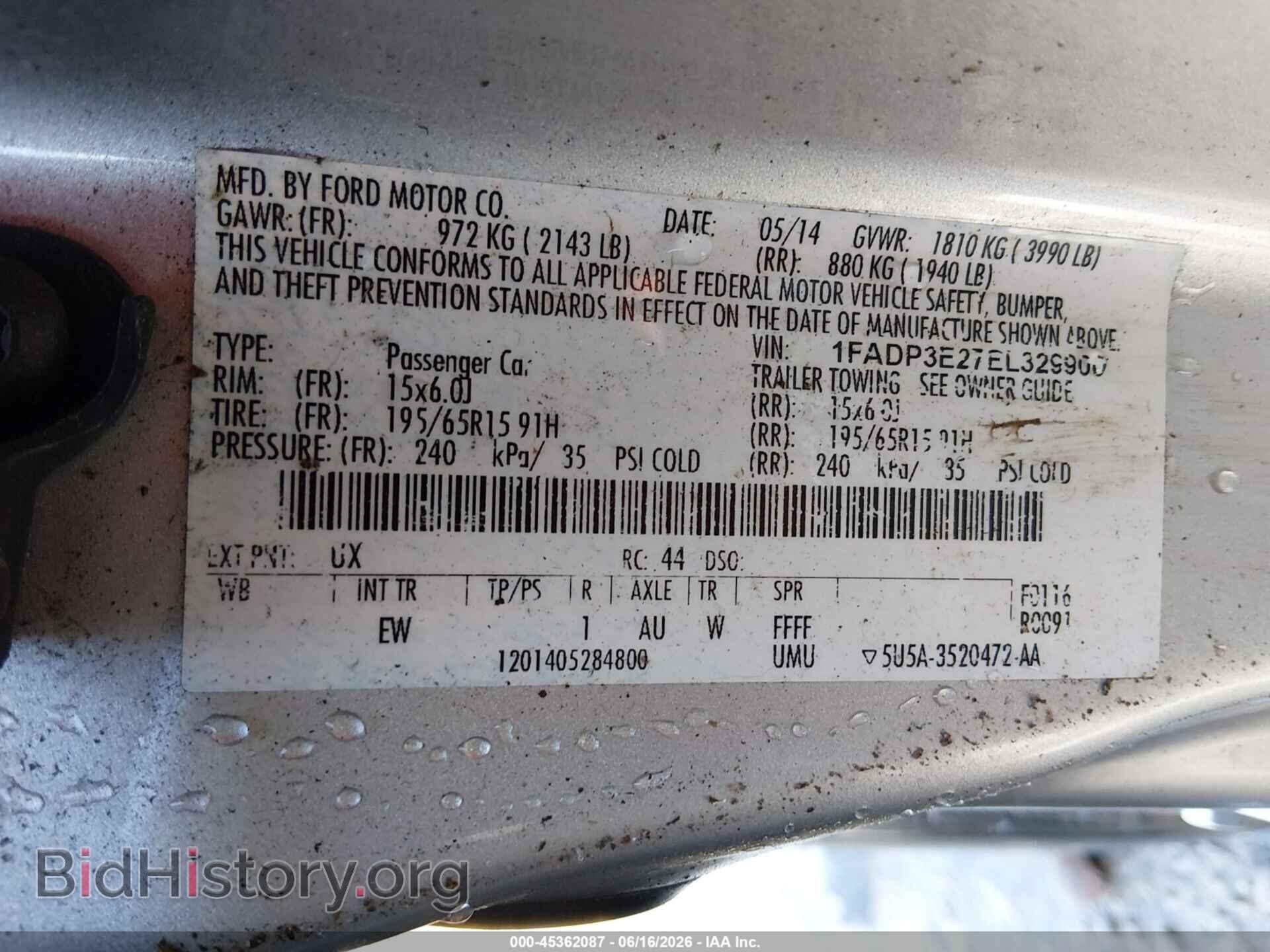 2014 FORD FOCUS - VIN: 1FADP3E27EL329900 - Фото 9