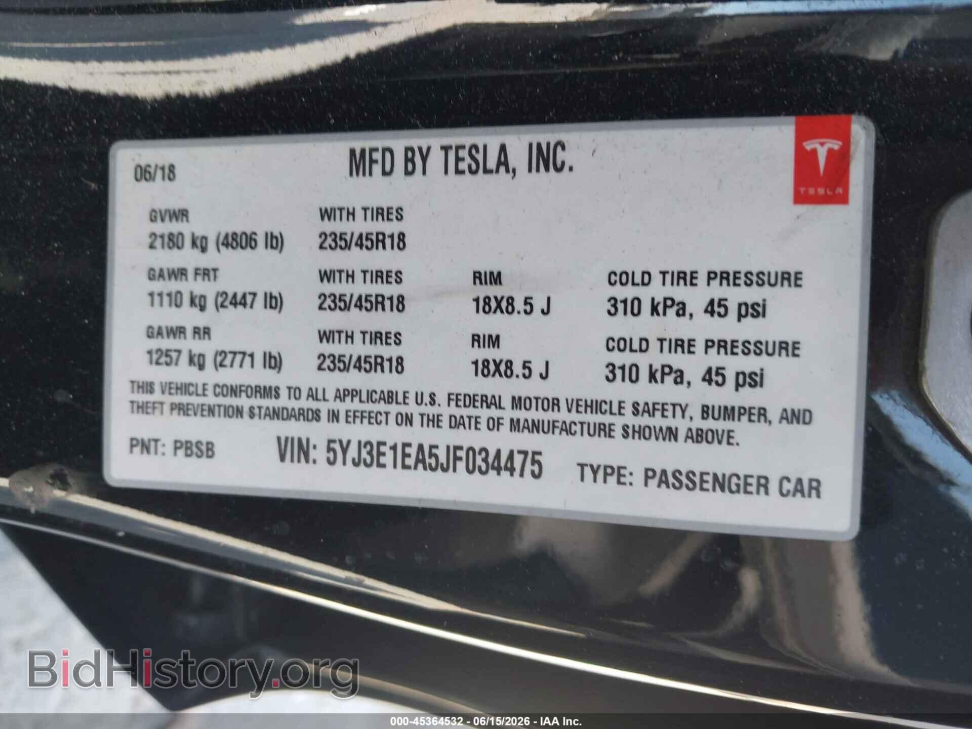 2018 TESLA MODEL 3 - VIN: 5YJ3E1EA5JF034475 - Photo 9