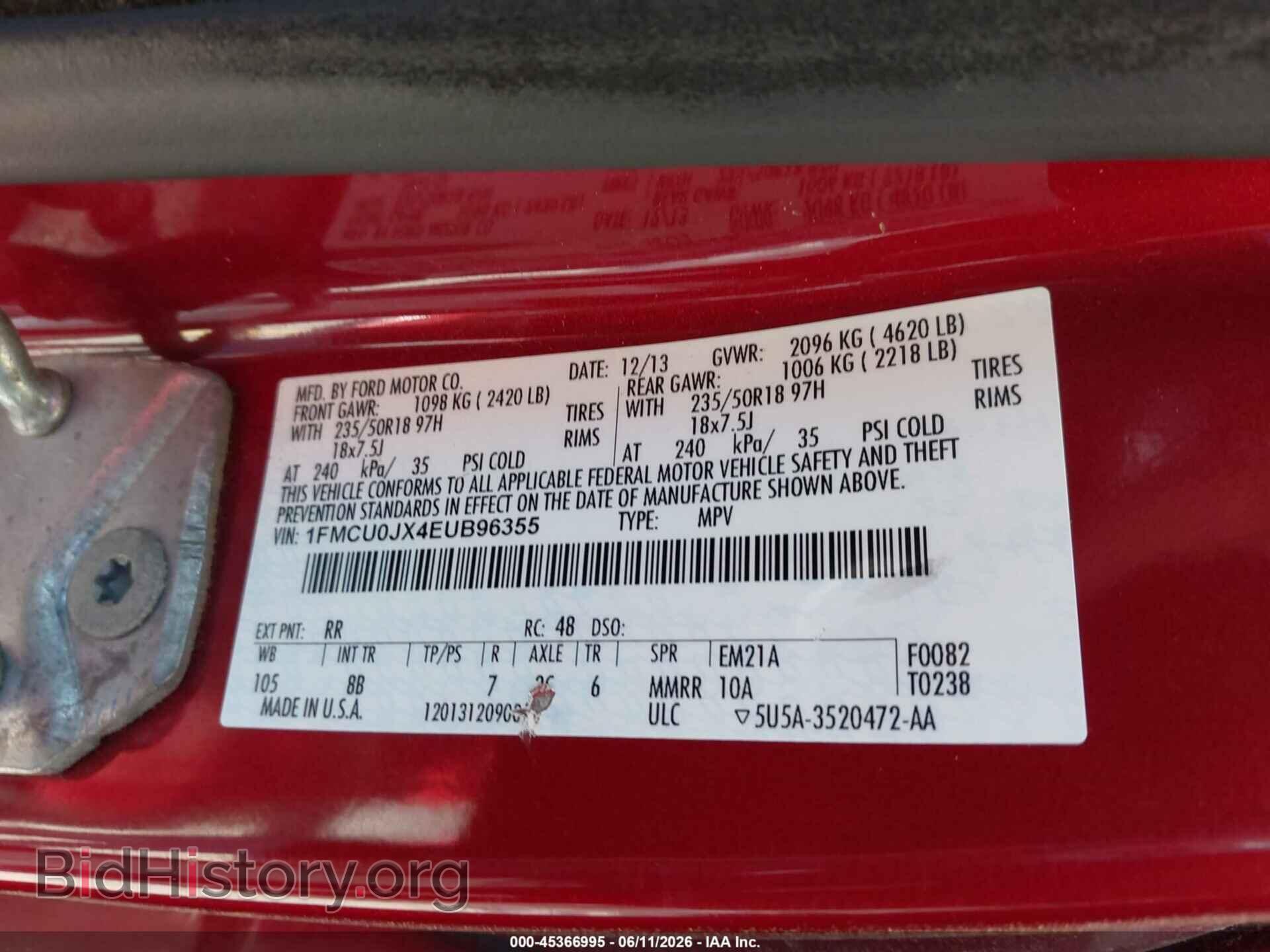2014 FORD ESCAPE - VIN: 1FMCU0JX4EUB96355 - Photo 9