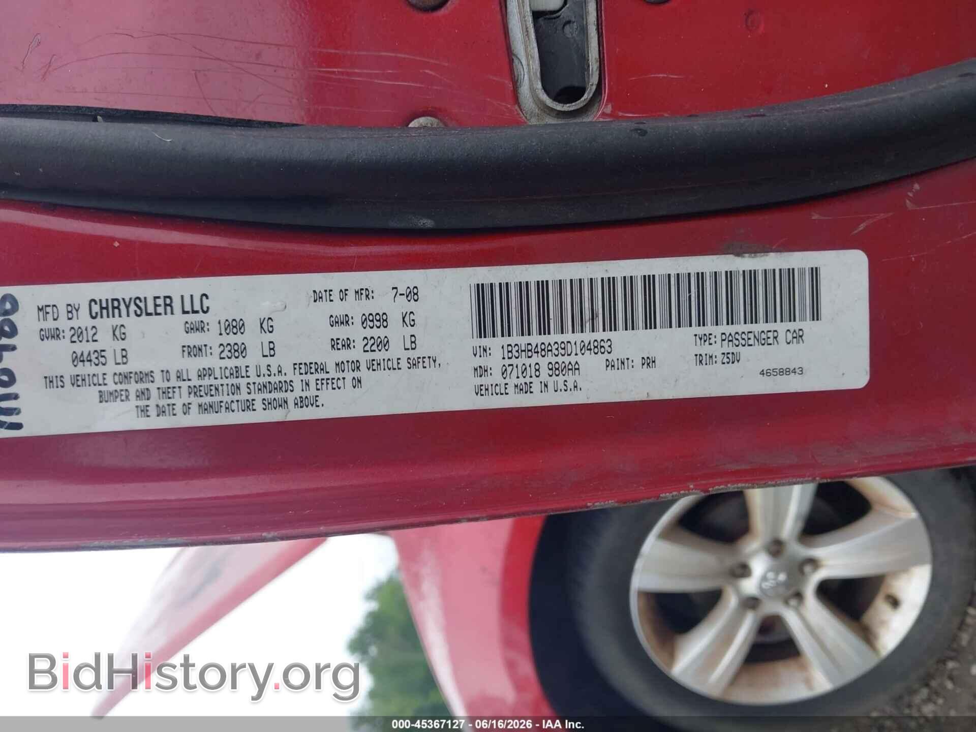 2009 DODGE CALIBER - VIN: 1B3HB48A39D104863 - Фото 9