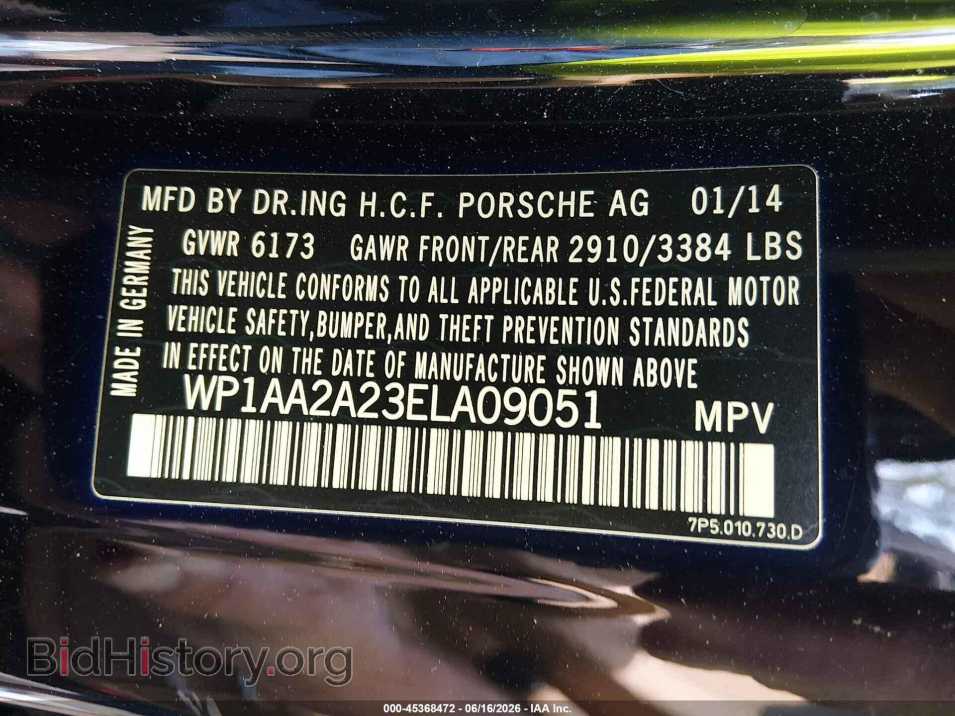 2014 PORSCHE CAYENNE - VIN: WP1AA2A23ELA09051 - Фото 9