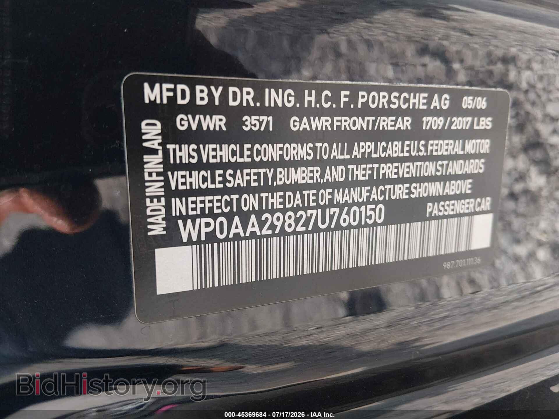 2007 PORSCHE CAYMAN - VIN: WP0AA29827U760150 - Фото 9