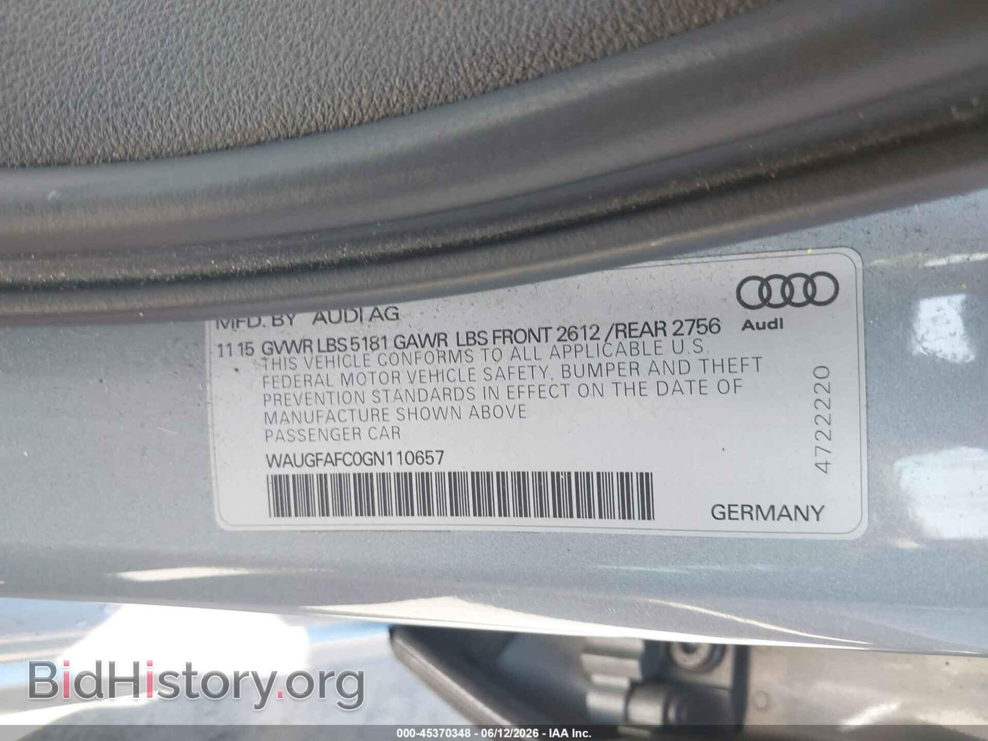 2016 AUDI A6 - VIN: WAUGFAFC0GN110657 - Photo 9