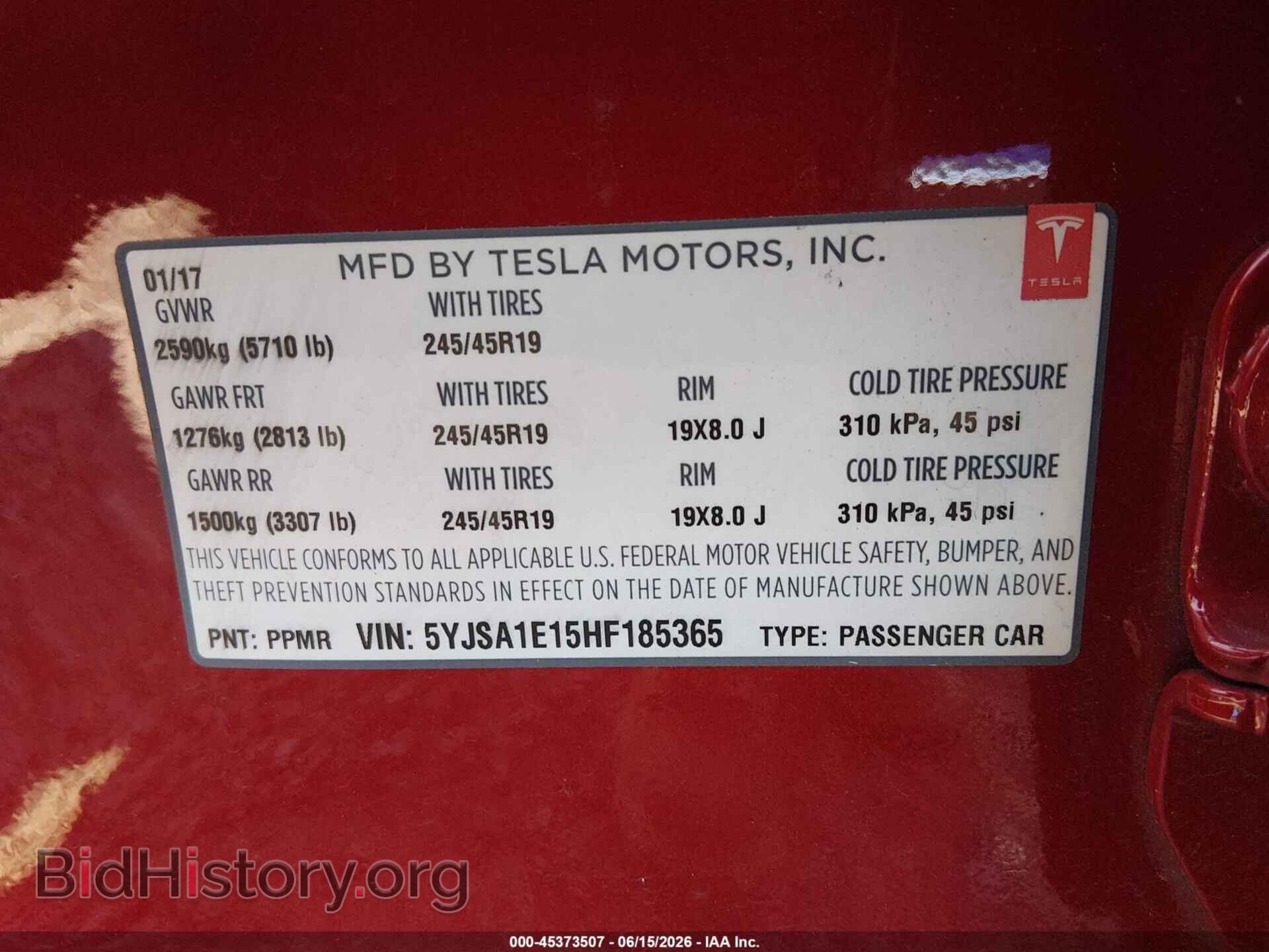 2017 TESLA MODEL S - VIN: 5YJSA1E15HF185365 - Photo 9