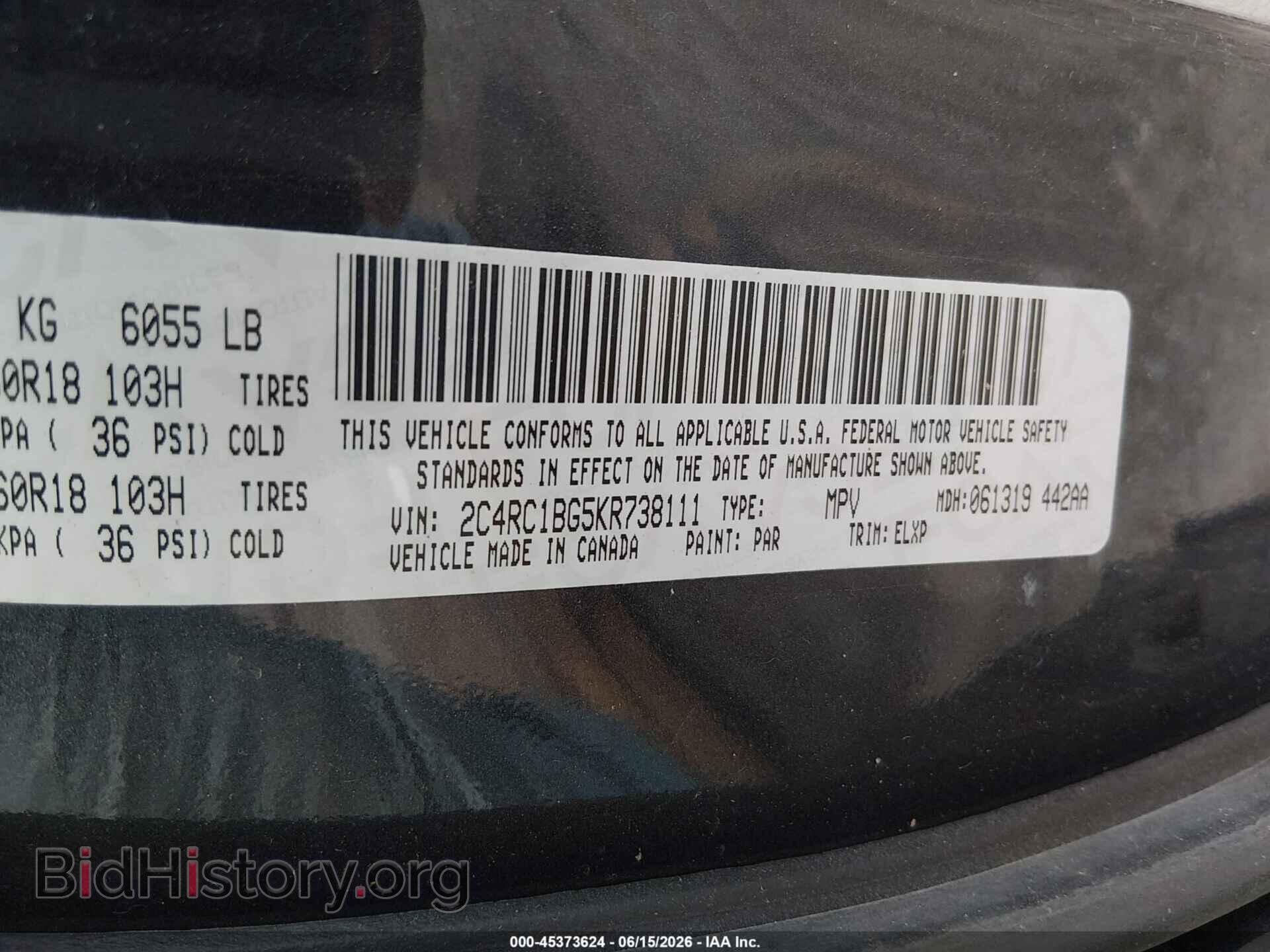 2019 CHRYSLER PACIFICA - VIN: 2C4RC1BG5KR738111 - Photo 9