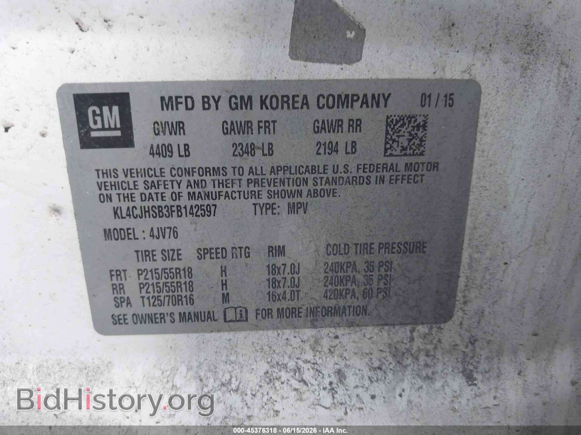 2015 BUICK ENCORE - VIN: KL4CJHSB3FB142597 - Photo 9