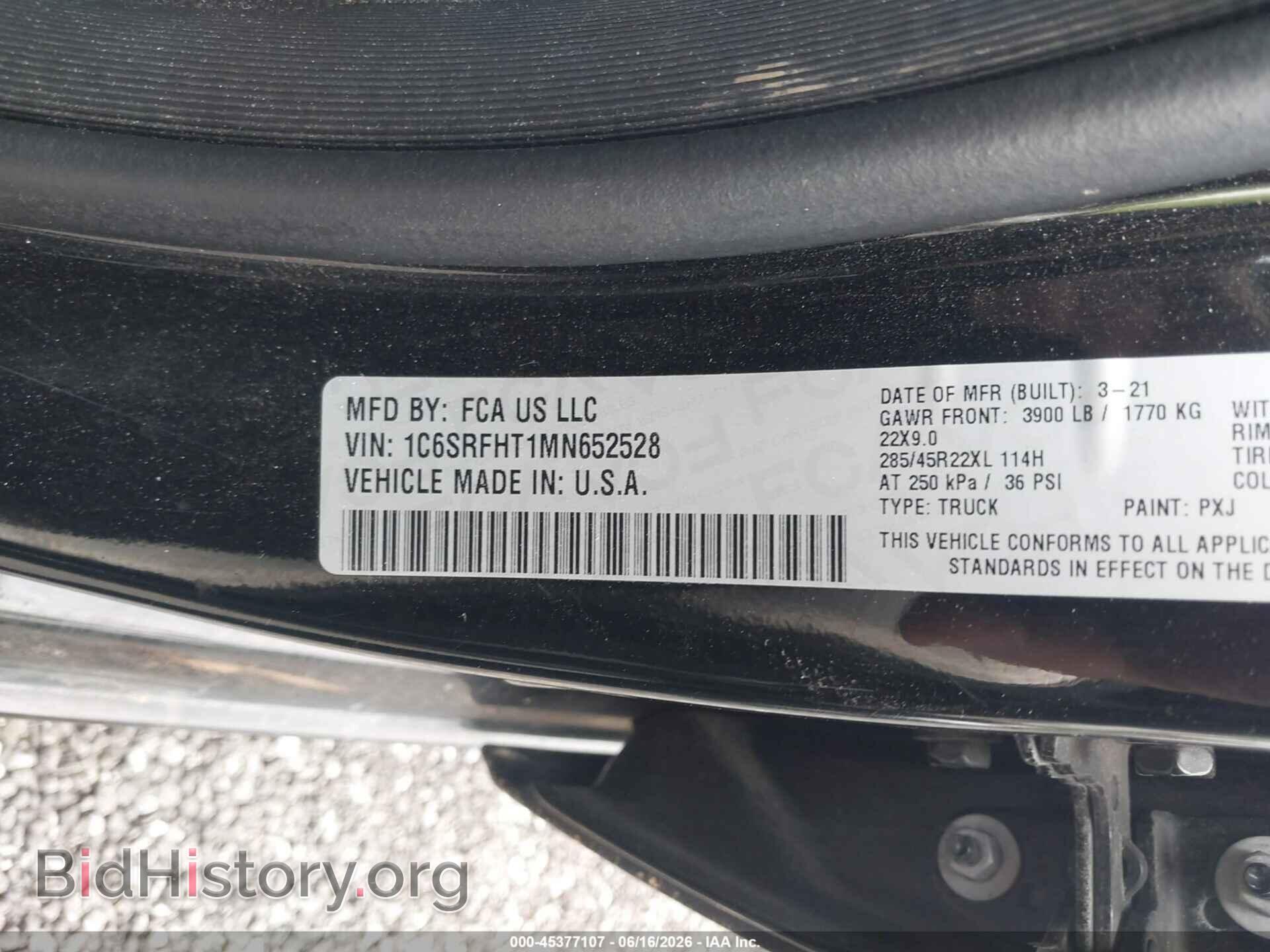 2021 RAM 1500 - VIN: 1C6SRFHT1MN652528 - Фото 9