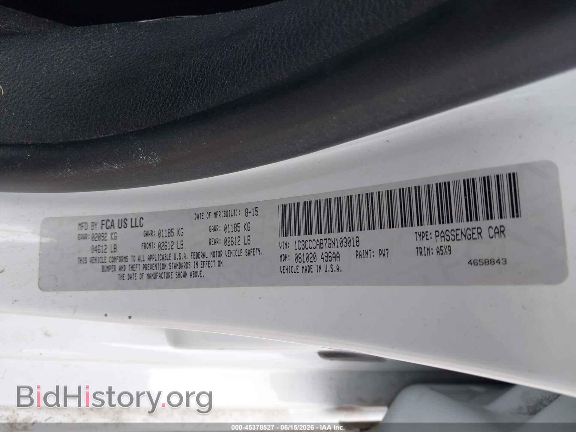 2016 CHRYSLER 200 - VIN: 1C3CCCAB7GN103018 - Photo 9
