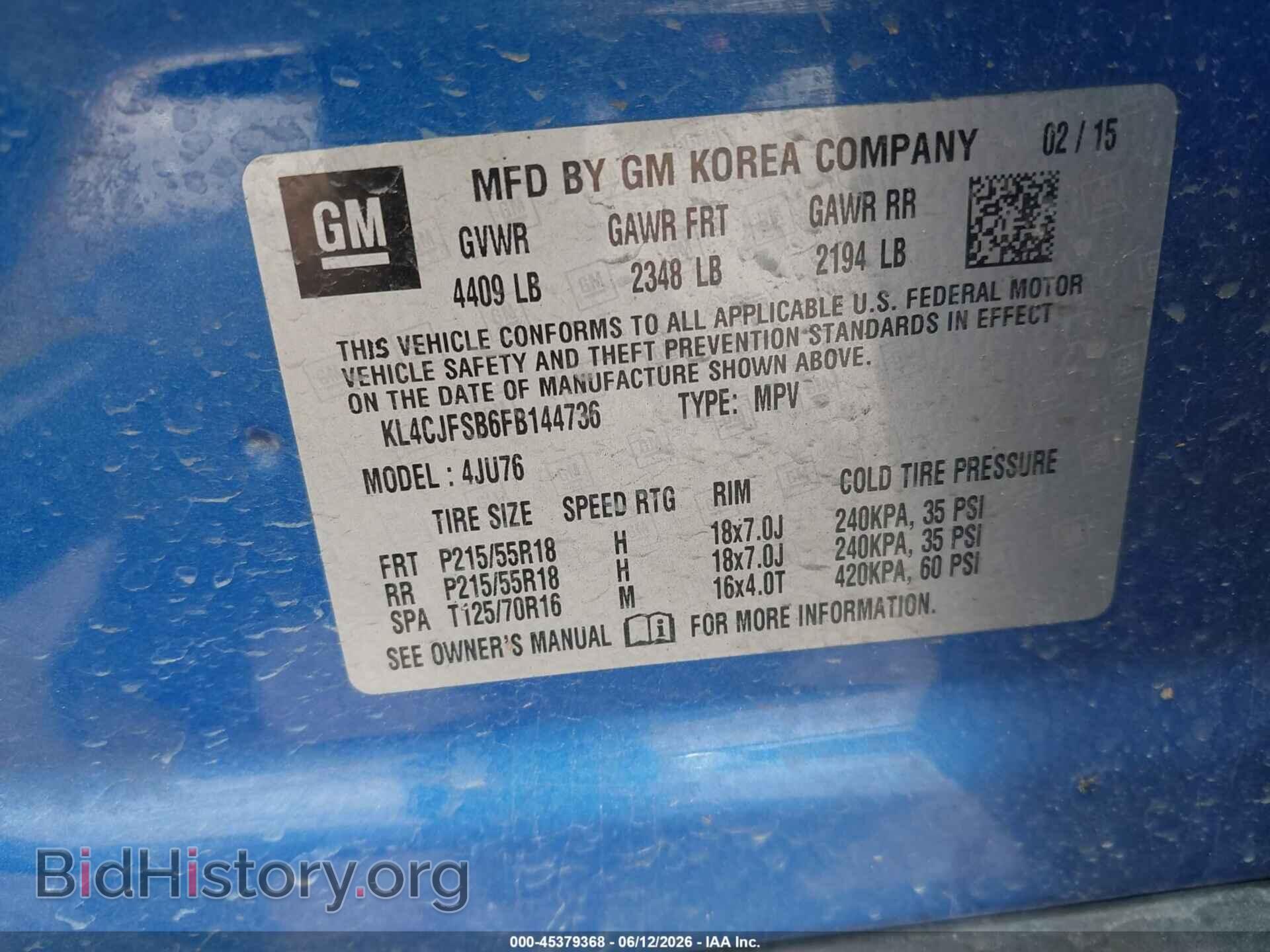 2015 BUICK ENCORE - VIN: KL4CJFSB6FB144736 - Photo 9