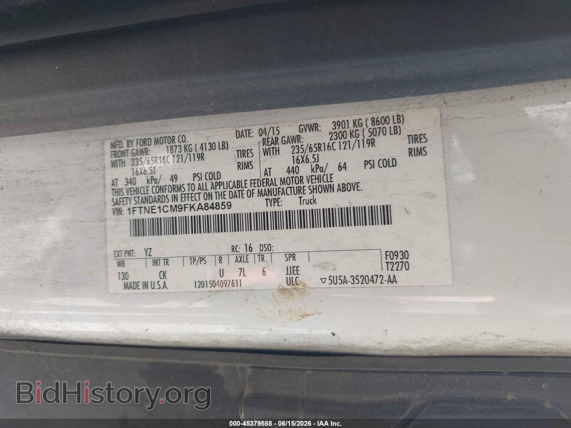 2015 FORD TRANSIT-150 - VIN: 1FTNE1CM9FKA84859 - Photo 9
