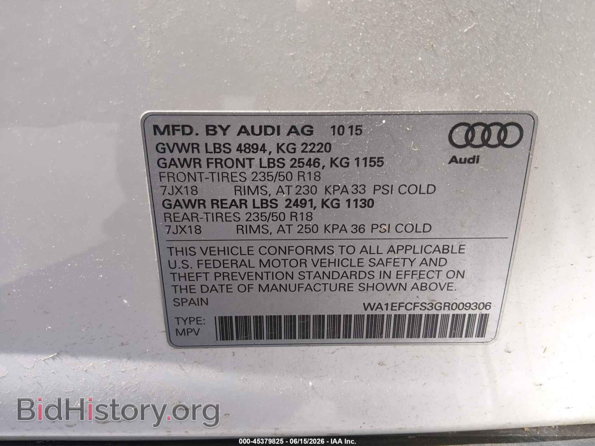 2016 AUDI Q3 - VIN: WA1EFCFS3GR009306 - Photo 9
