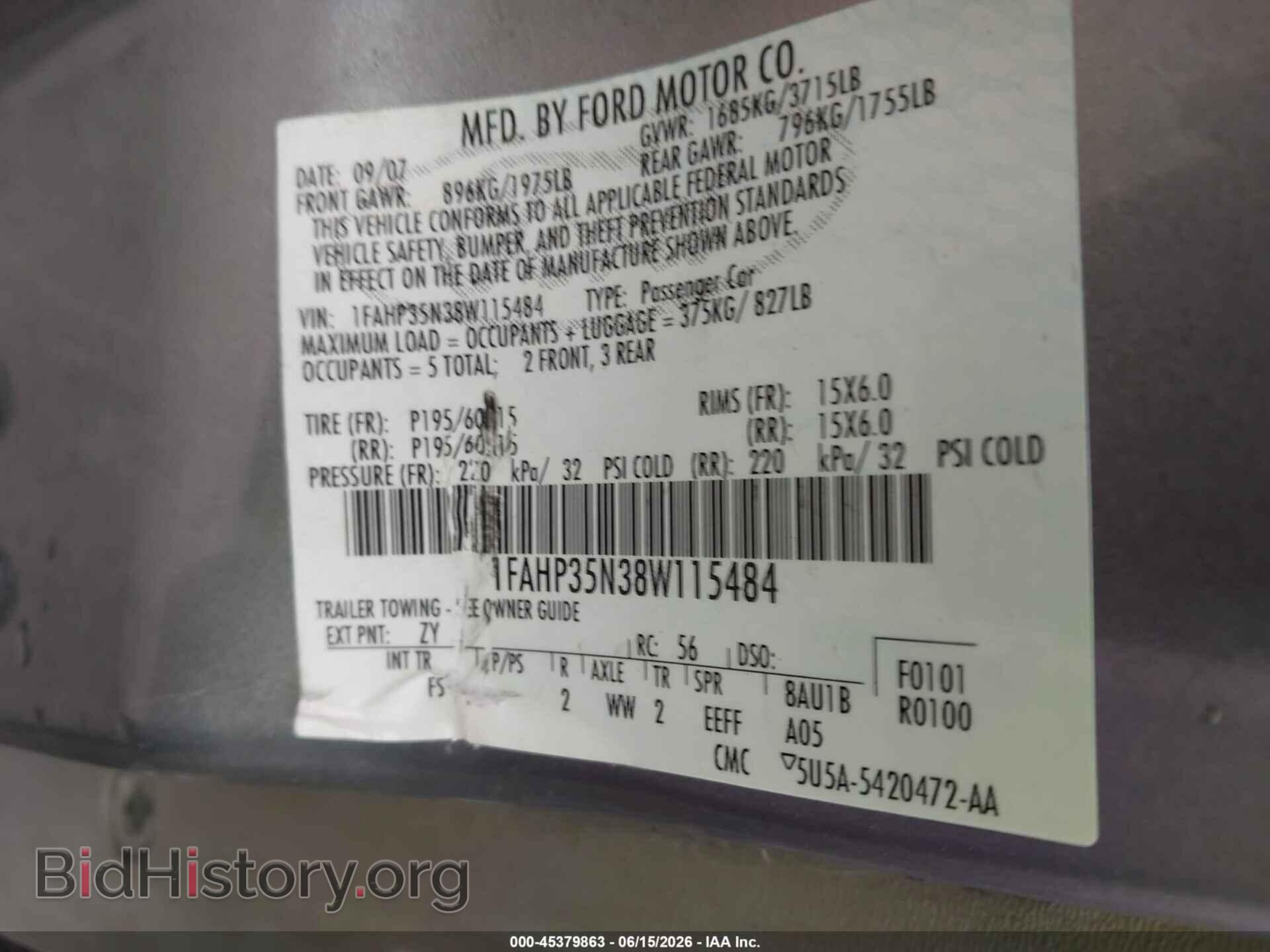 2008 FORD FOCUS - VIN: 1FAHP35N38W115484 - Photo 9