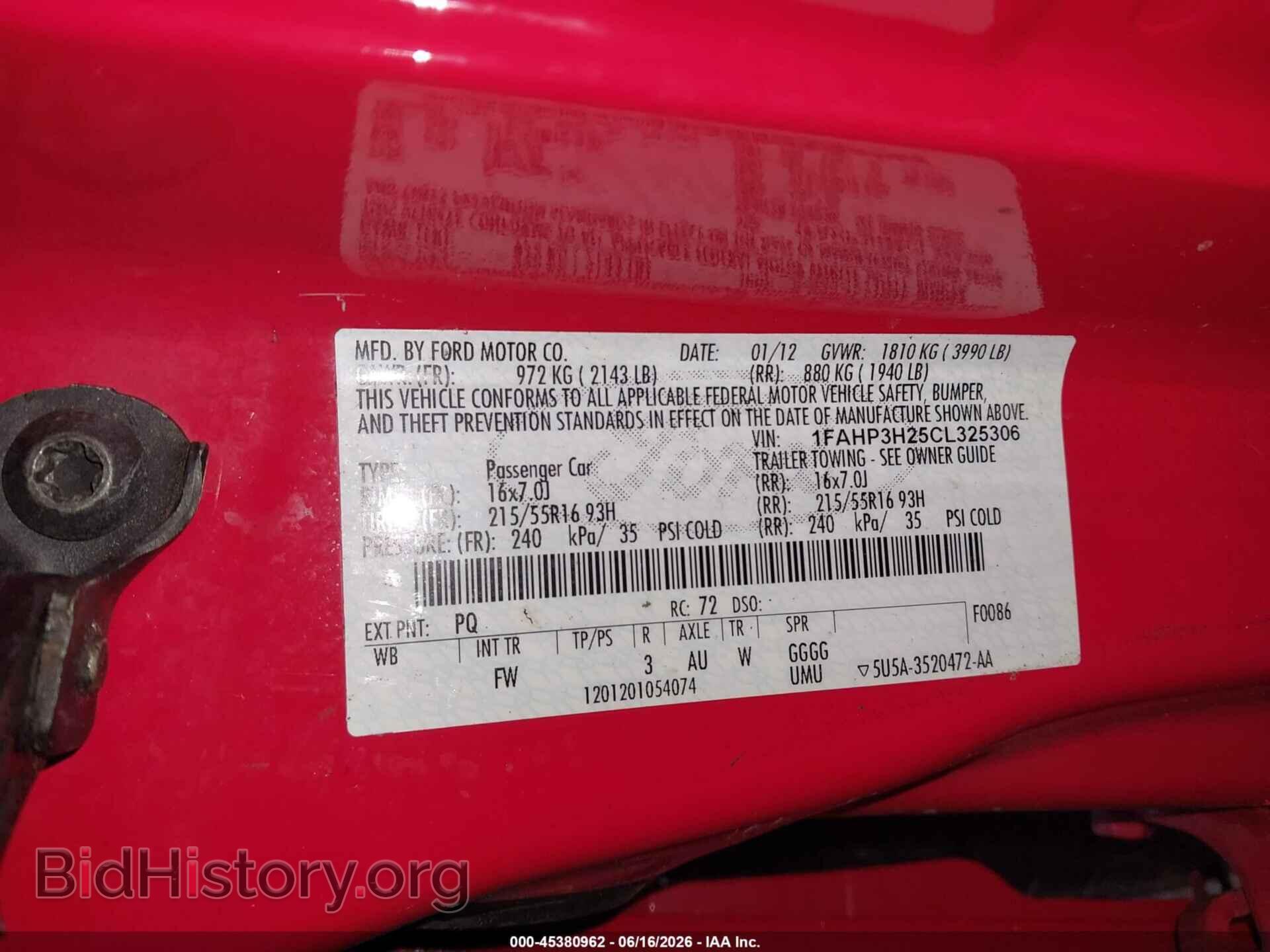 2012 FORD FOCUS - VIN: 1FAHP3H25CL325306 - Фото 9