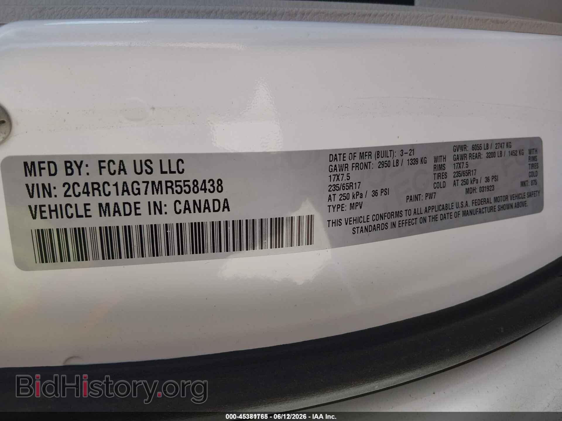 2021 CHRYSLER VOYAGER - VIN: 2C4RC1AG7MR558438 - Фото 9