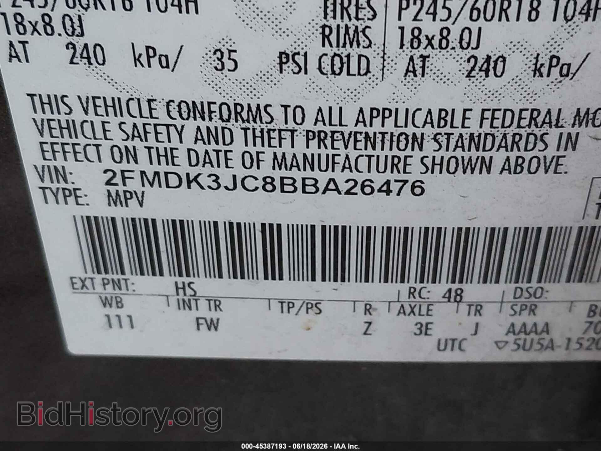 2011 FORD EDGE - VIN: 2FMDK3JC8BBA26476 - Photo 9