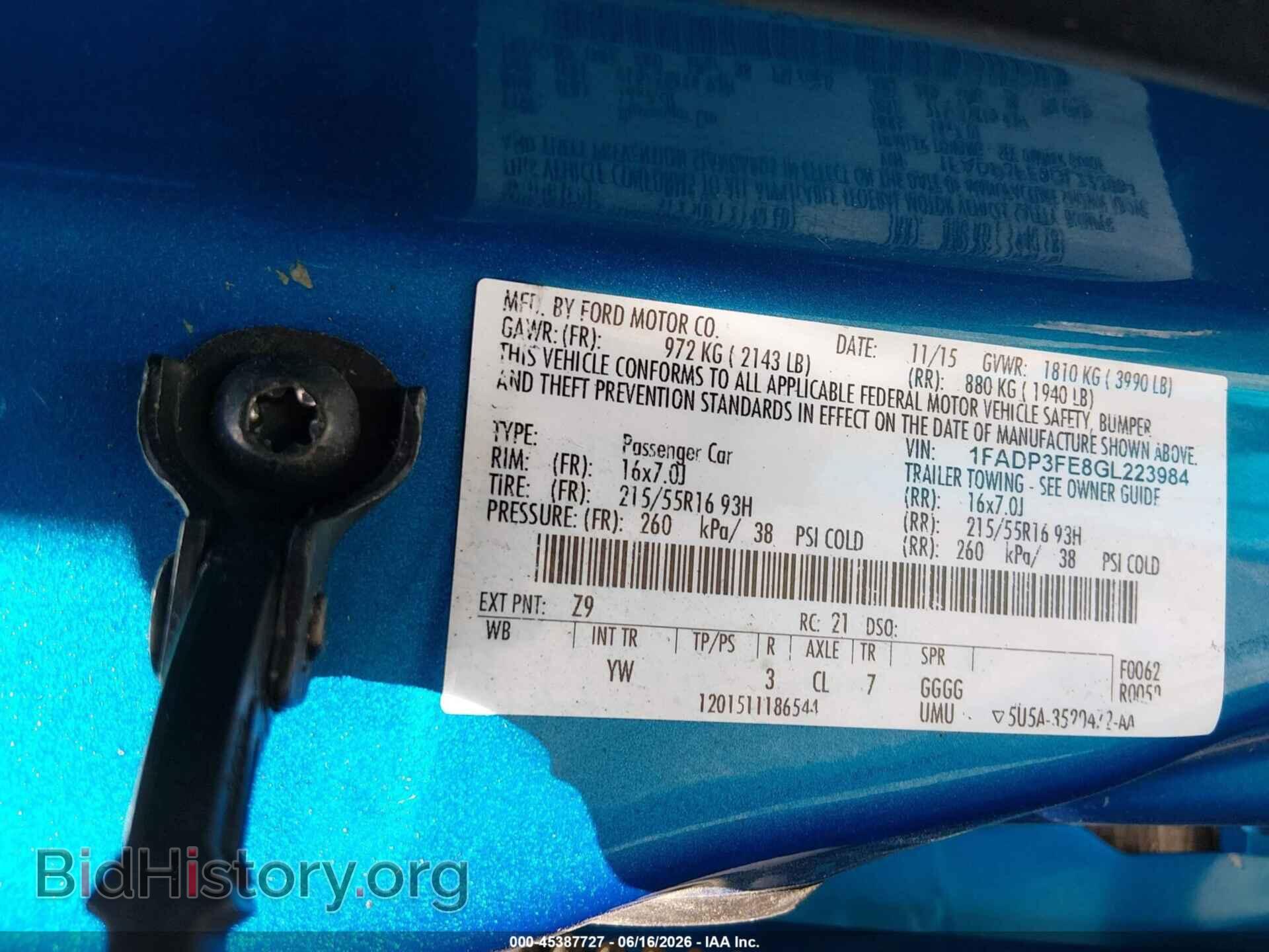 2016 FORD FOCUS - VIN: 1FADP3FE8GL223984 - Фото 9